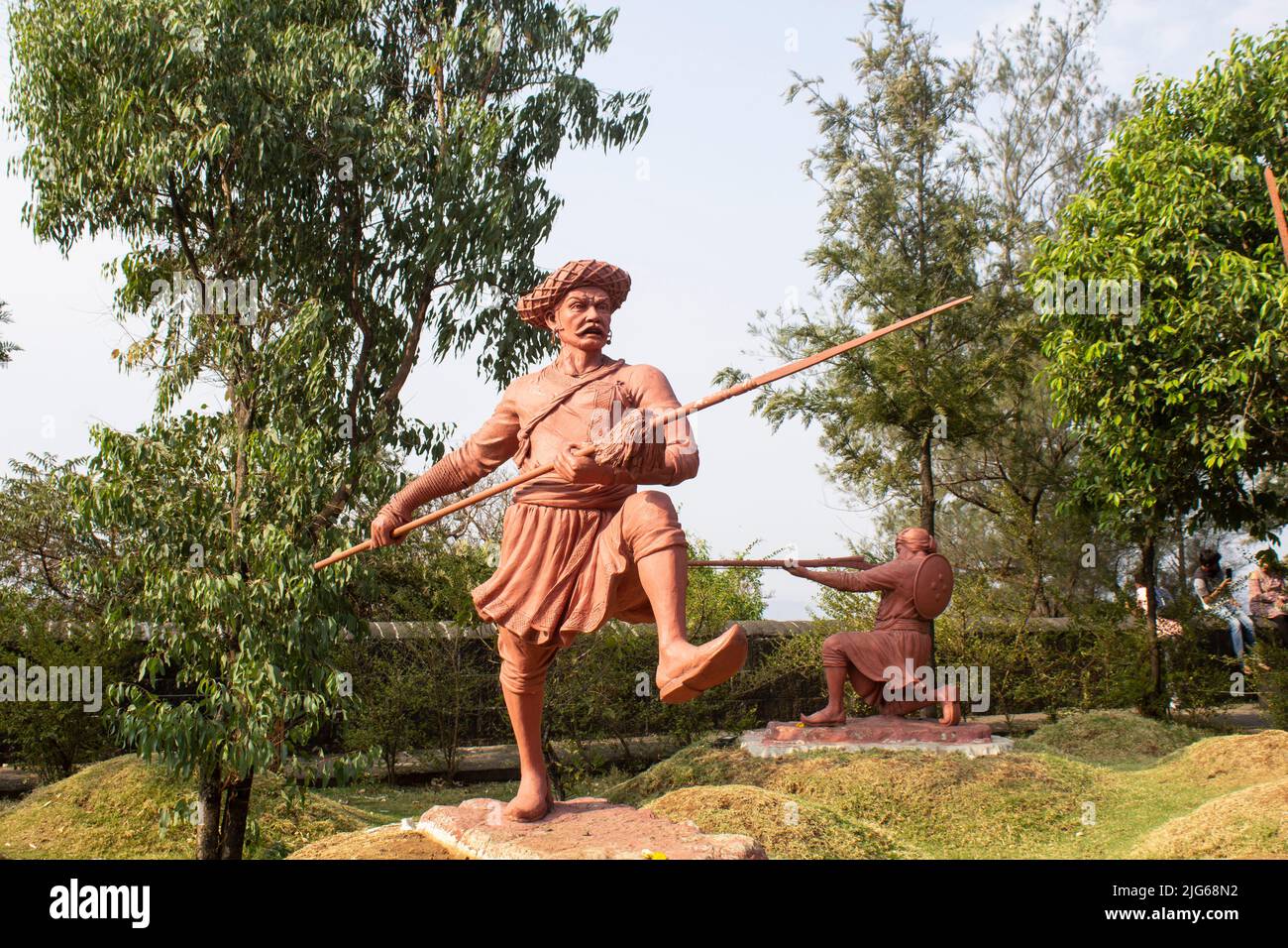 soldats de maratha, sculptures, fort de sinhgad, sculptures de l'inde Banque D'Images