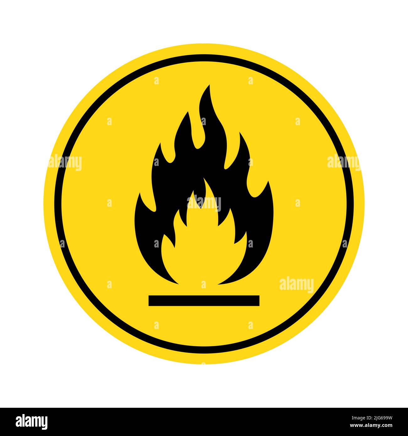 Icône d'avertissement d'incendie, panneau inflammable. Danger chimique, danger d'incendie, symbole de liquide inflammable. Illustration vectorielle. Illustration de Vecteur