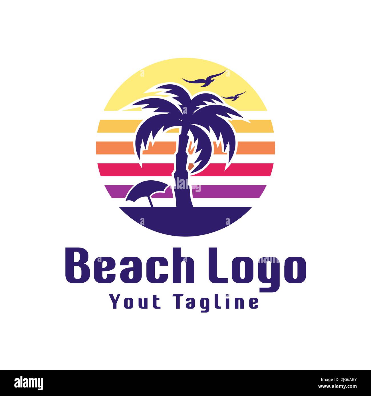 Modèle d'illustration avec logo Summer Beach Illustration de Vecteur