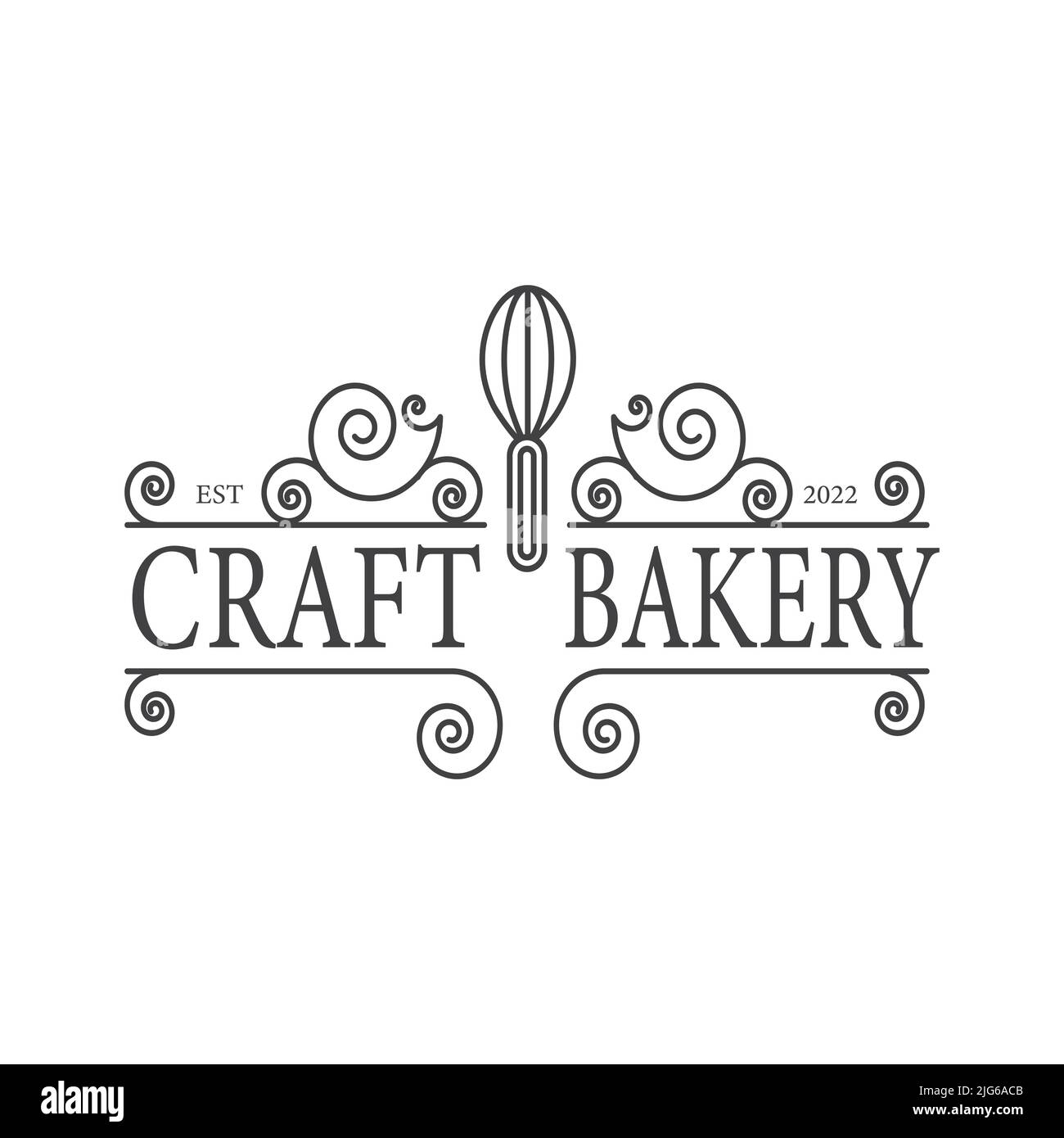 Logo de boulangerie féminine Design pâtisserie et gâteau rétro modèle de badge maison simple Illustration de Vecteur