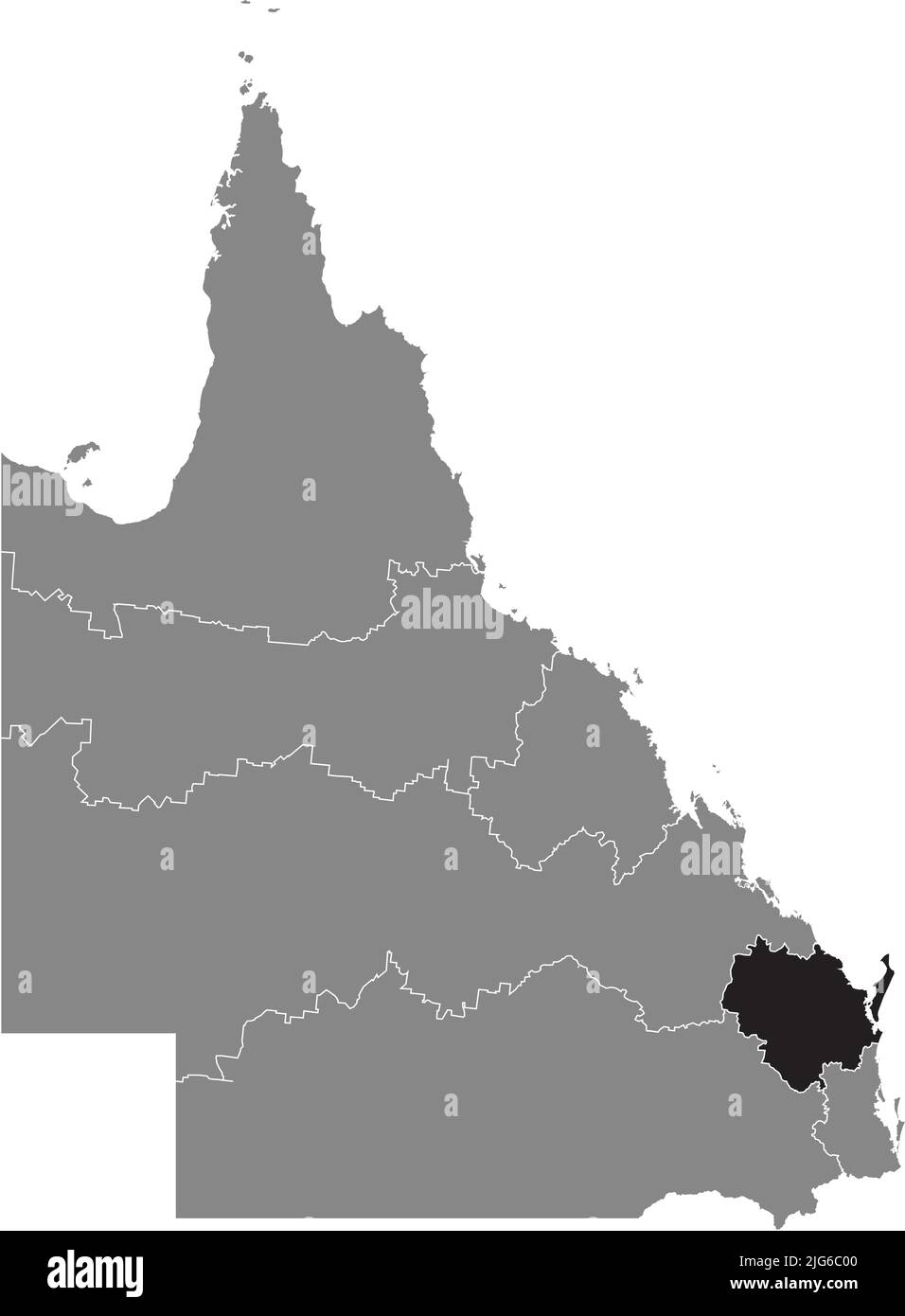 Carte de localisation de la RÉGION DE WIDE BAY–BURNETT, QUEENSLAND Illustration de Vecteur