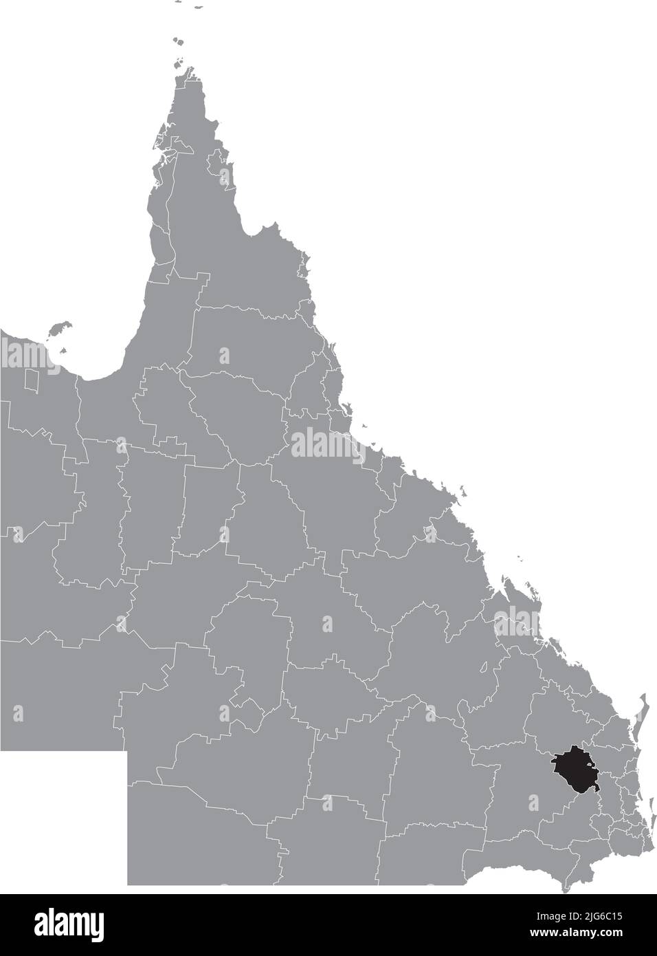 Carte de localisation de la RÉGION DE SOUTH BURNETT, QUEENSLAND Illustration de Vecteur