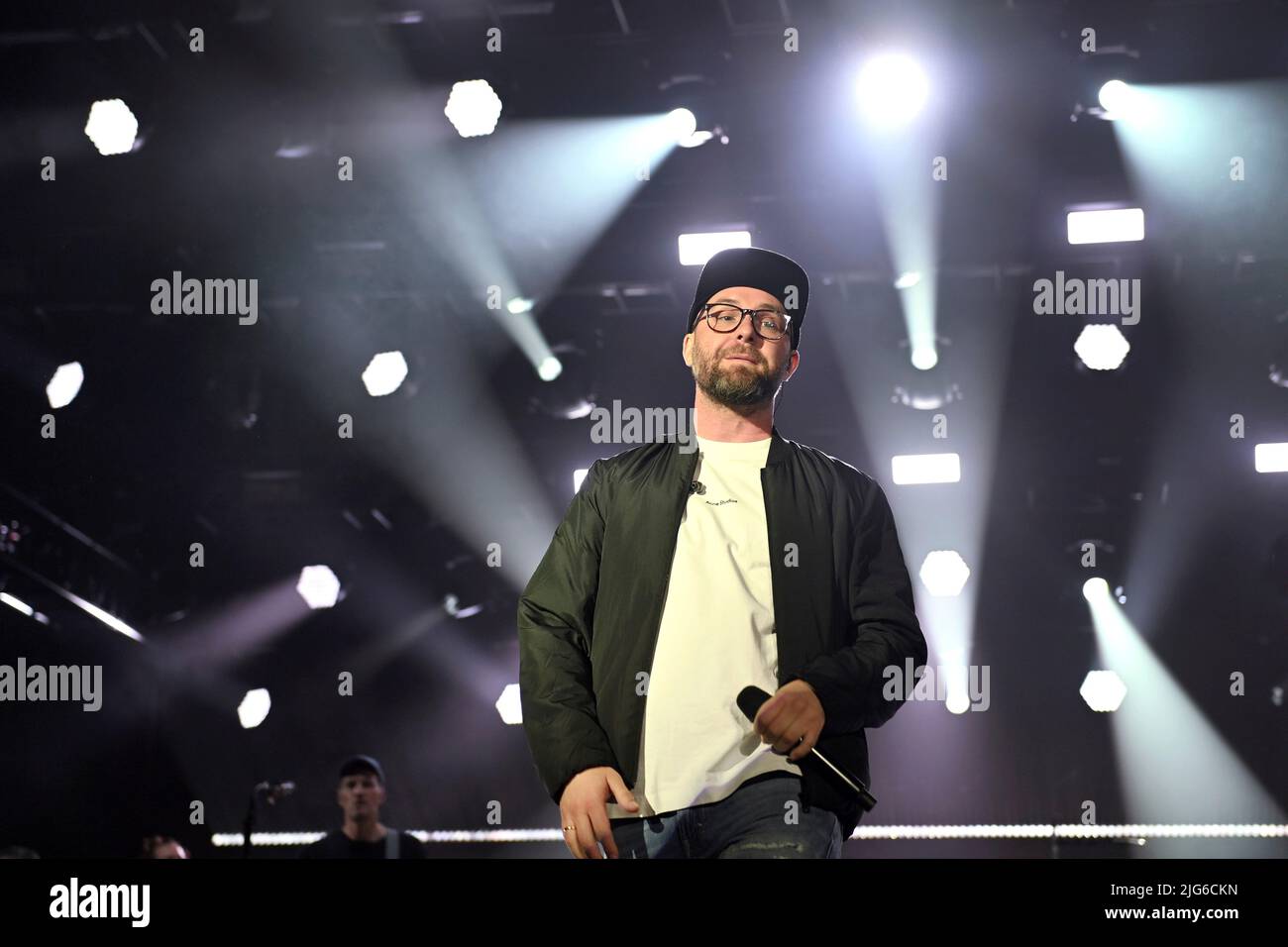 Munich, Allemagne, 7 juillet 2022. Mark FORSTER (GER), chanteur, musicien en concert au Festival d'été de Tollwood 2022 sur 7 juillet 2022. En direct, concert, scène, Banque D'Images