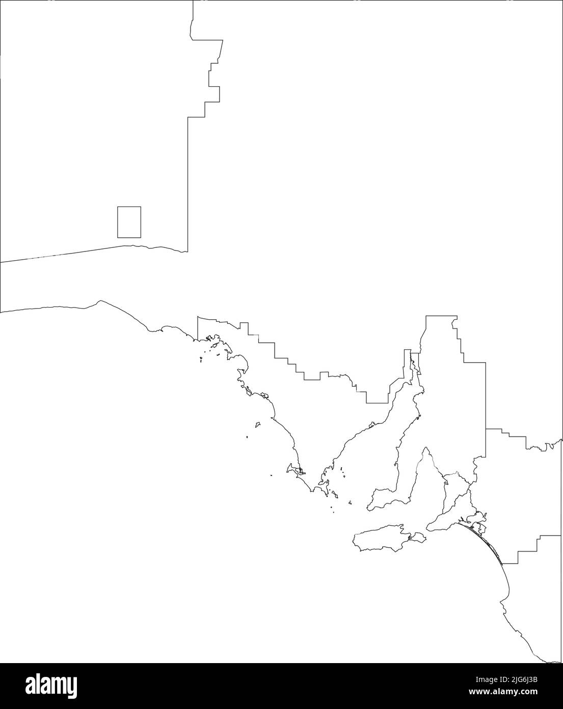 Carte blanche des régions de L'AUSTRALIE MÉRIDIONALE Illustration de Vecteur