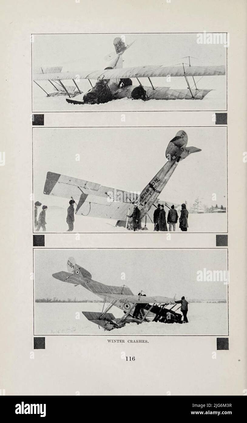 Winter Crashes from the book ' Aviation in Canada, 1917-1918 ' by Alan Sullivan, Date de publication 1919 Éditeur Toronto, CAN., imprimé par Rous & Mann Limited Banque D'Images