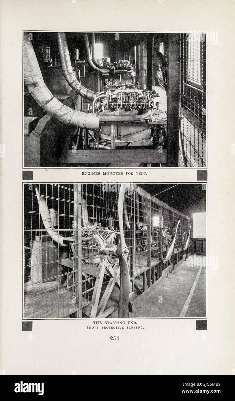 Moteurs montés pour les essais du livre « Aviation in Canada, 1917-1918 »  par Alan Sullivan, Date de publication 1919 Éditeur Toronto, CAN., imprimé  par Rous & Mann Limited Photo Stock - Alamy