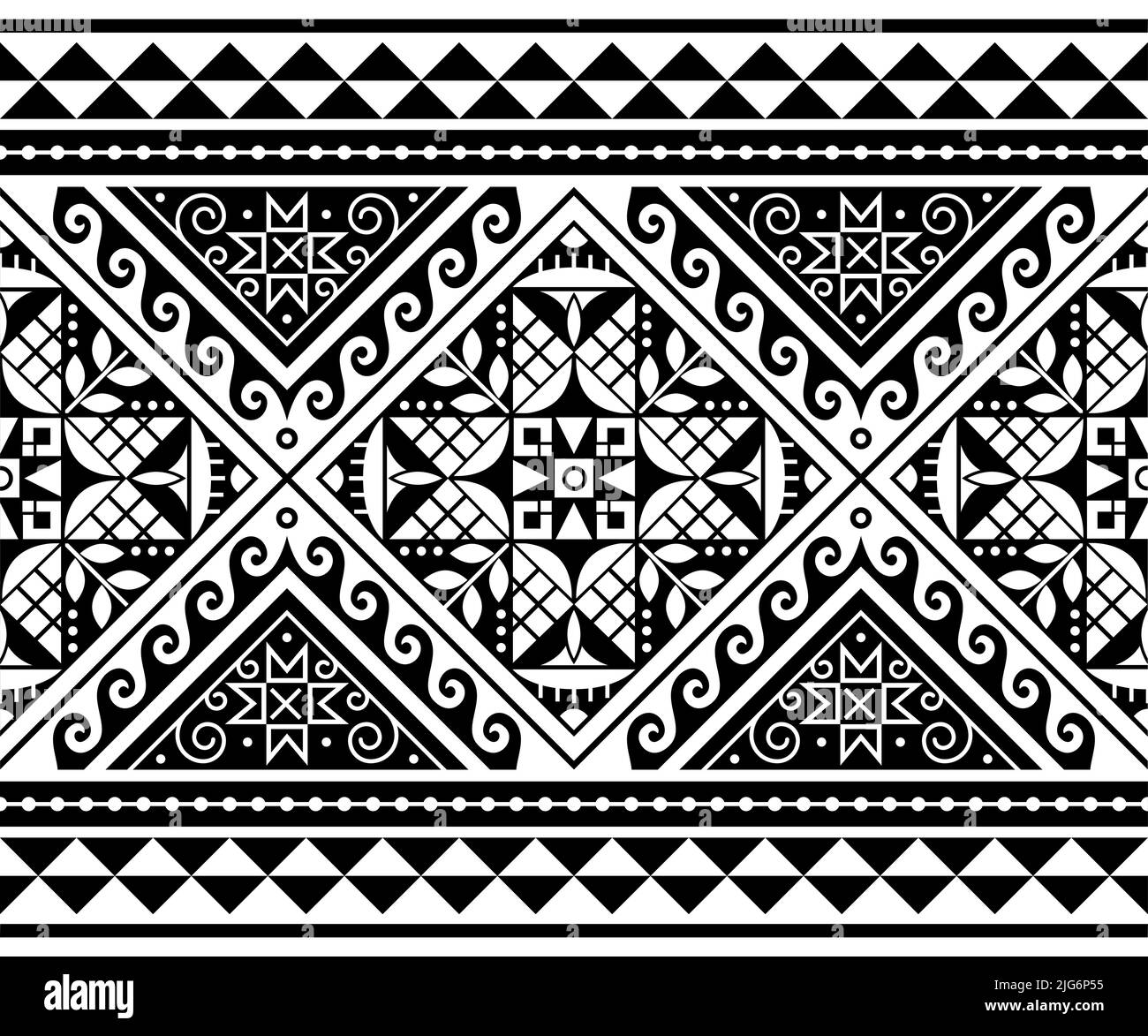 Hutsul Pysanky - traditionnel ukrainien oeufs de Pâques vecteur sans couture long motif horizontal, fond décoratif avec étoiles et formes géométriques en b Illustration de Vecteur