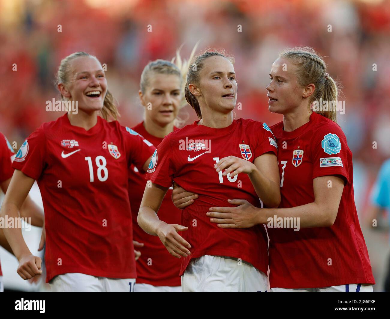 07.07.2022, football, UEFA Womens EURO 2022, Norvège - Irlande du Nord, ENG, Southampton, St Marys Stadium applaudir après le but à 3:0 par Caroline Graham Hansen (10 Norvège), 2. V. r Banque D'Images