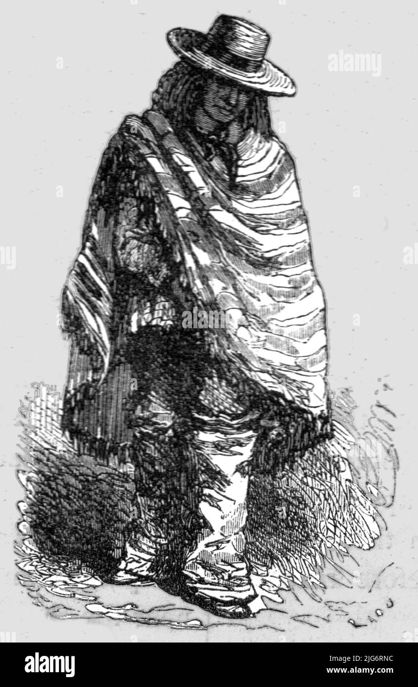 « Un « Salteador » en ville ; Un tour dans la vallée du Mexique », 1875. [Figure dans un poncho, peut-être un highwayman]. De, 'Travels illustré' par H.W. Bates. [Cassell, Petter et Galpin, c1880, Londres] Belle sauvage Works.London E.C. Banque D'Images