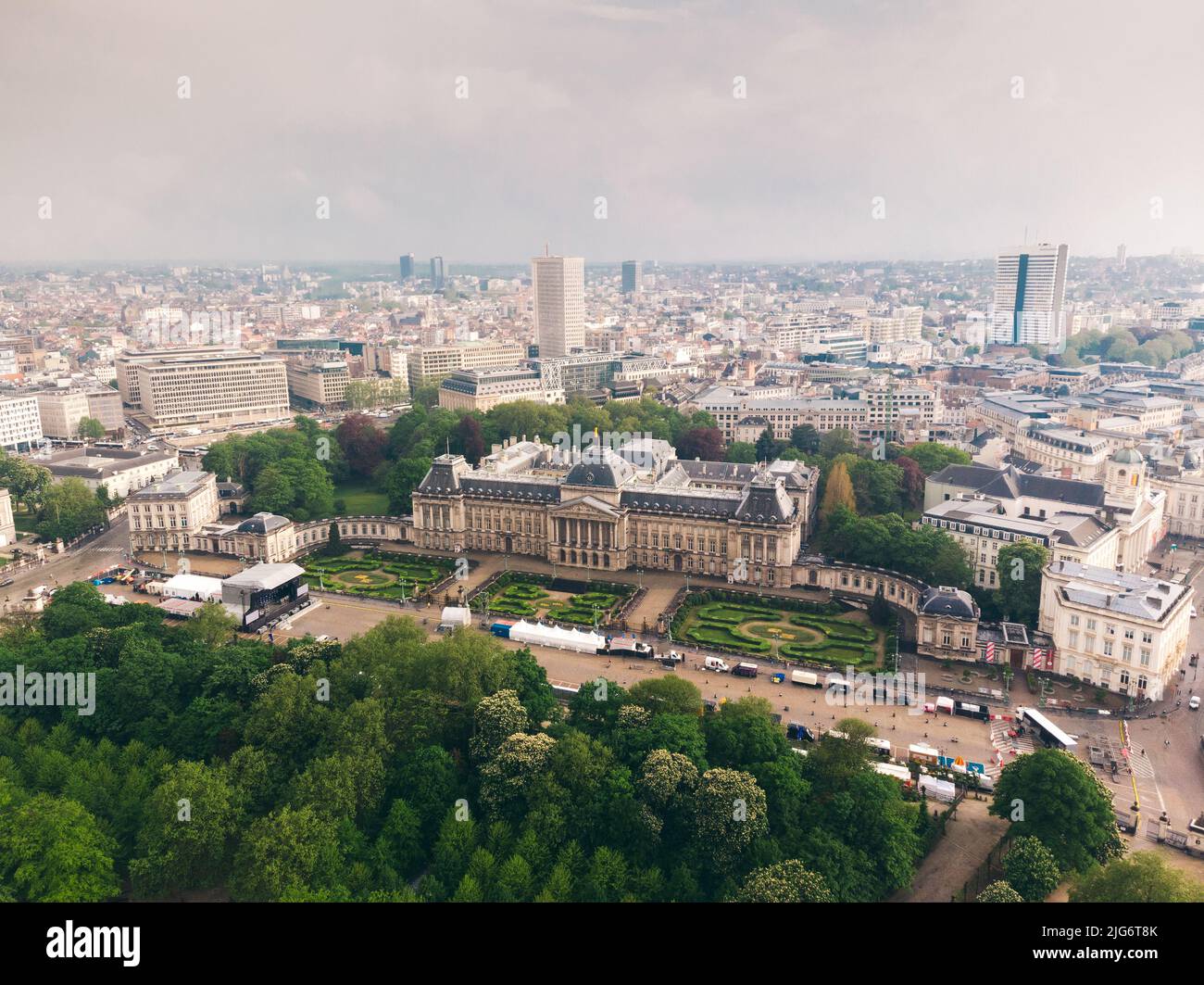 Vue panoramique vue aérienne du Palais Royal Bruxelles, Belgique Banque D'Images