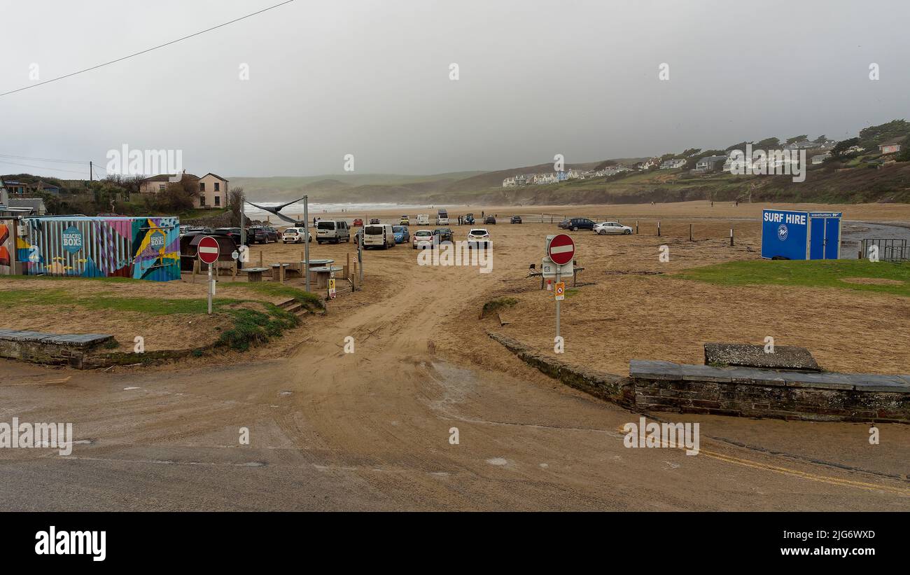 Plage de Polzeath, Cornwall, UK Banque D'Images