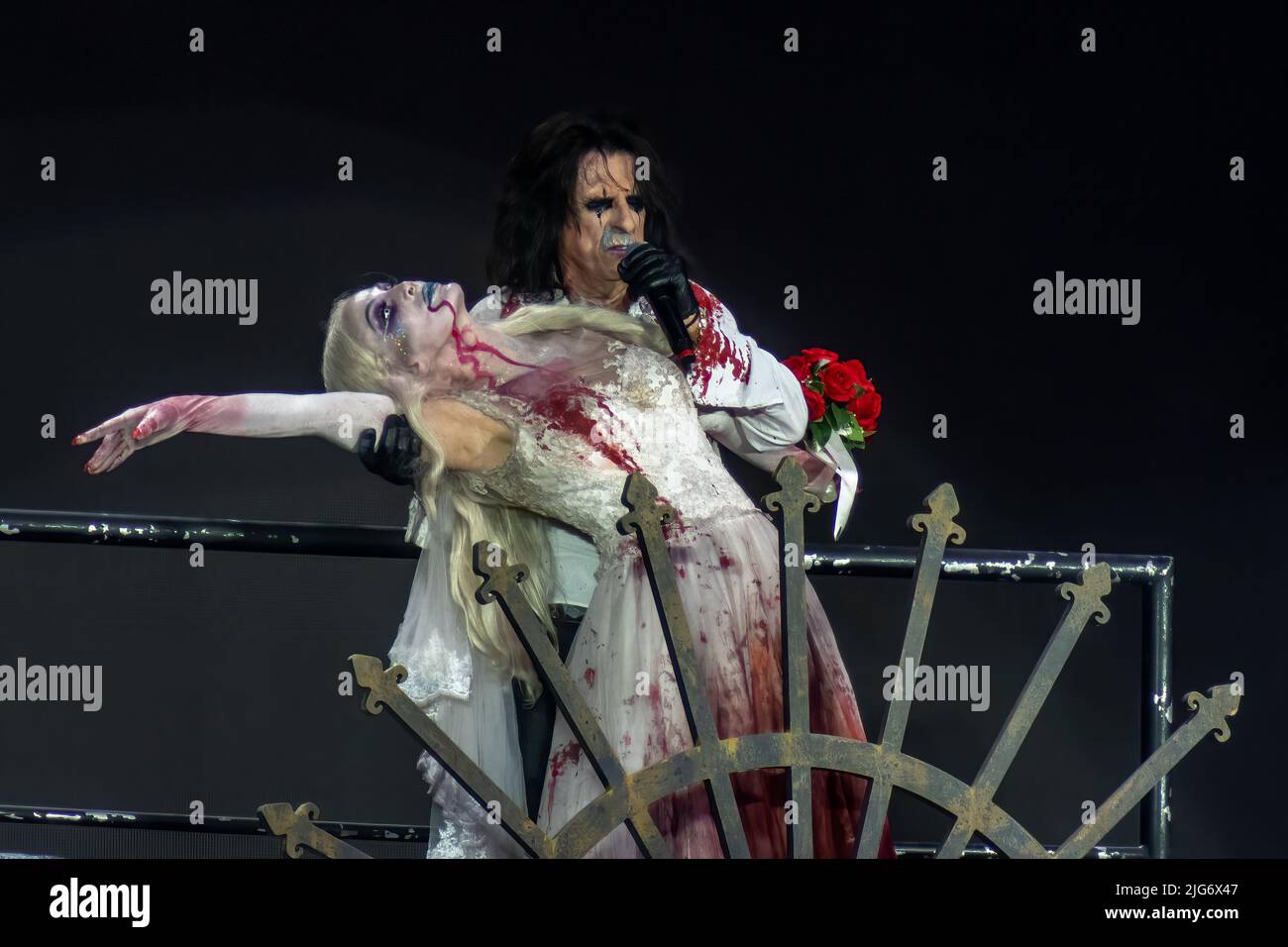 Athènes, Grèce 6 juillet 2022. Alice Cooper célèbre rock interprète faisant son spectacle unique à Athènes. Banque D'Images