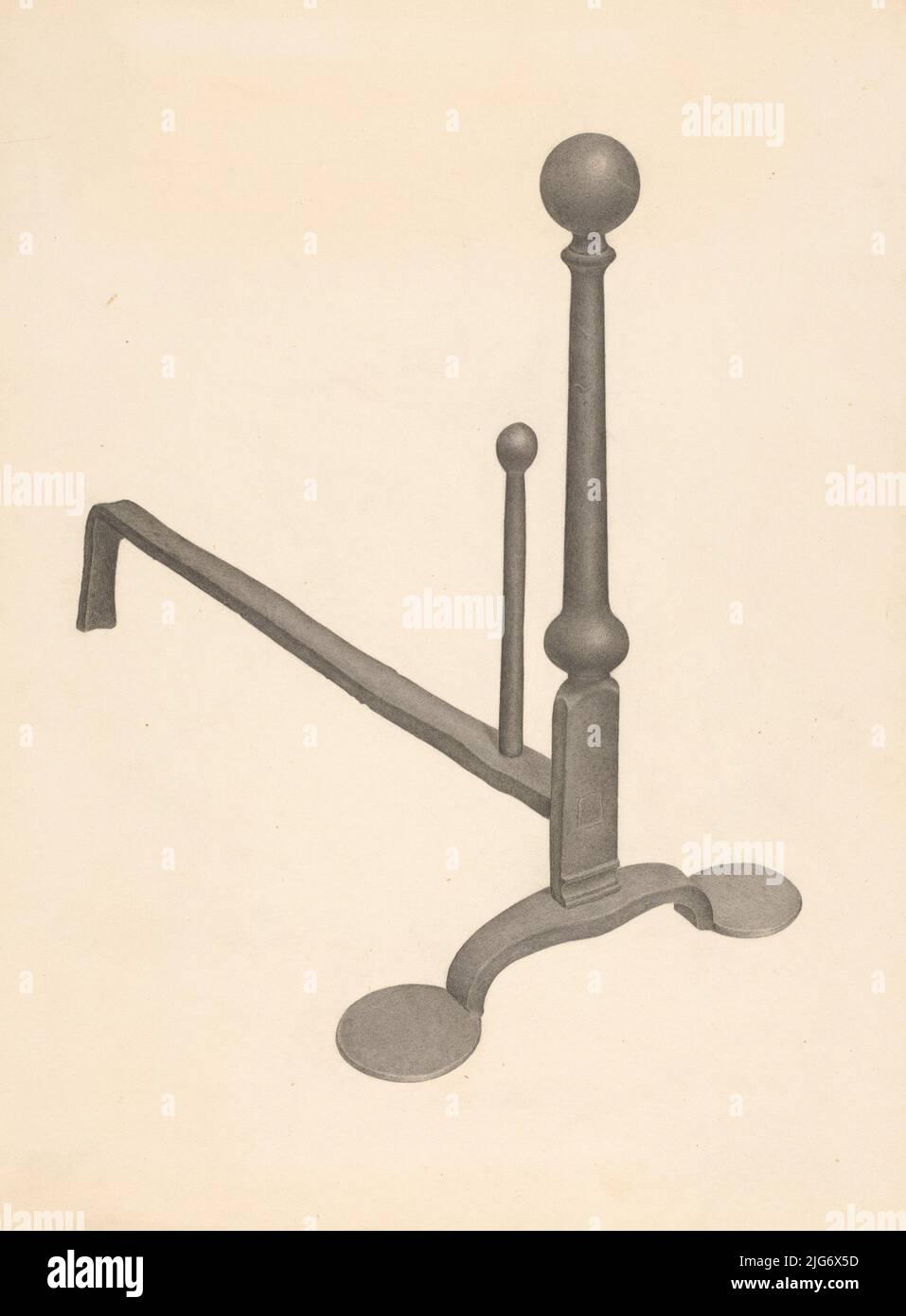 Andiron (un de paire), c. 1938. Banque D'Images