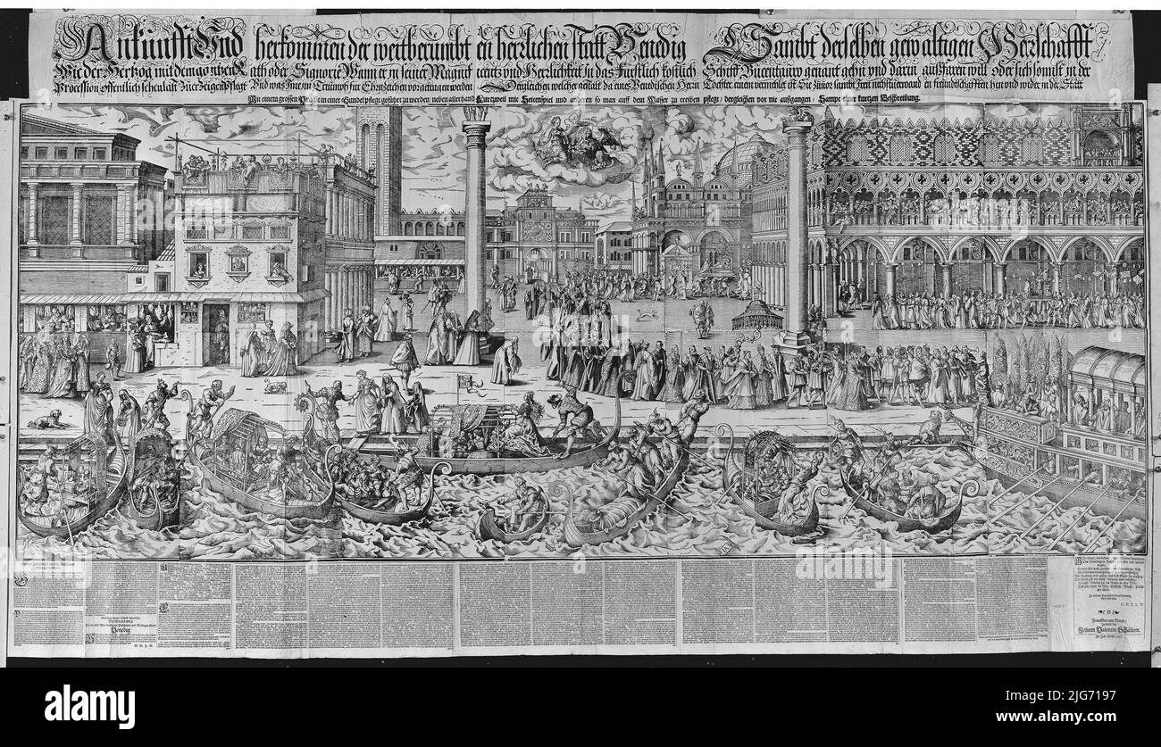 Procession de la Doge au Bucintoro le jour de l'Ascension, avec vue sur Venise, ca. 1565, 1697. Banque D'Images