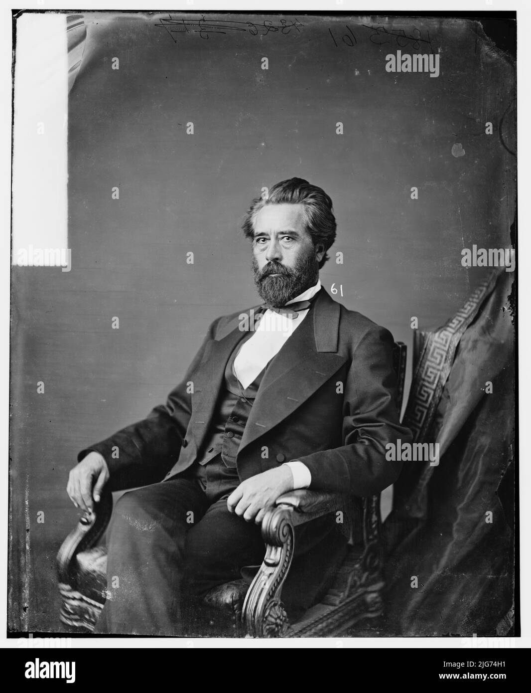 John Hancock, du Texas, entre 1860 et 1875. [Juge, homme politique et propriétaire d'esclaves: A soutenu la politique amérindienne d'Ulysses S. Grant qui a appelé à placer les Amérindiens dans les réserves sous la supervision du gouvernement; a aidé à établir un télégraphe militaire autour de la frontière du Texas; a fait un enfant avec l'un de ses esclaves]. Banque D'Images