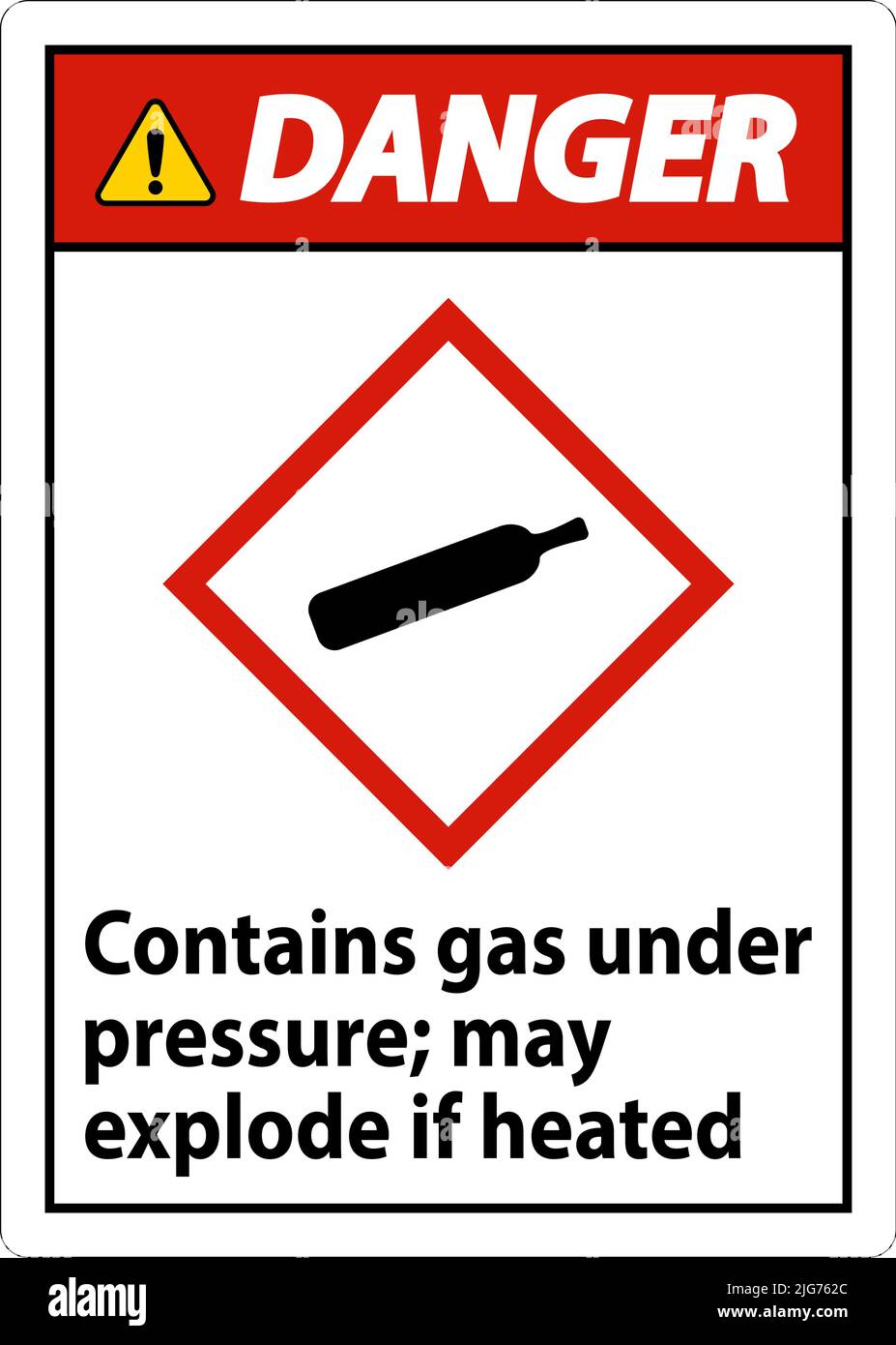 Danger contient gaz sous pression affiche GHS sur fond blanc Illustration de Vecteur