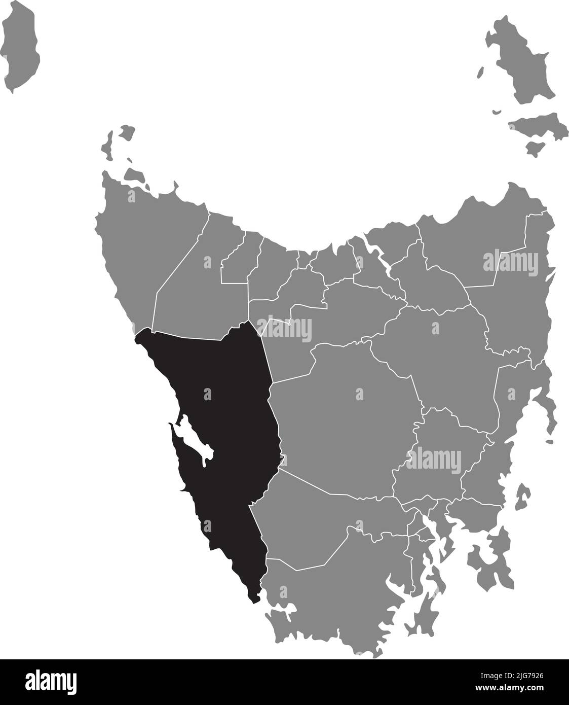 Carte de localisation de la CÔTE OUEST, TASMANIE Illustration de Vecteur