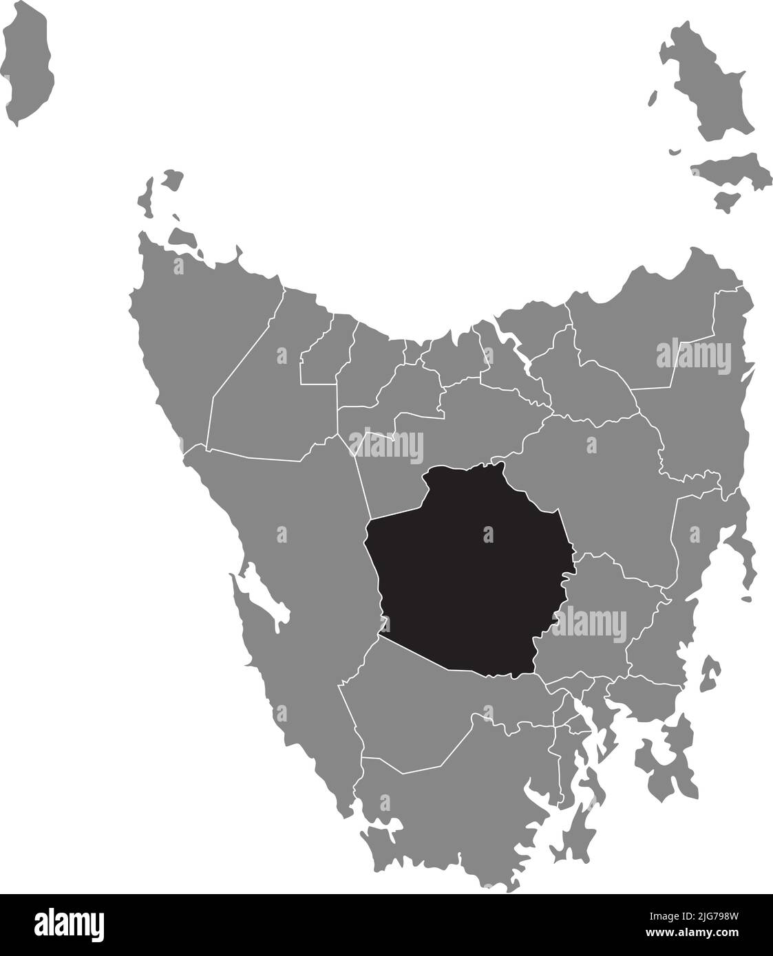 Carte de localisation des HIGHLANDS CENTRAUX, TASMANIE Illustration de Vecteur