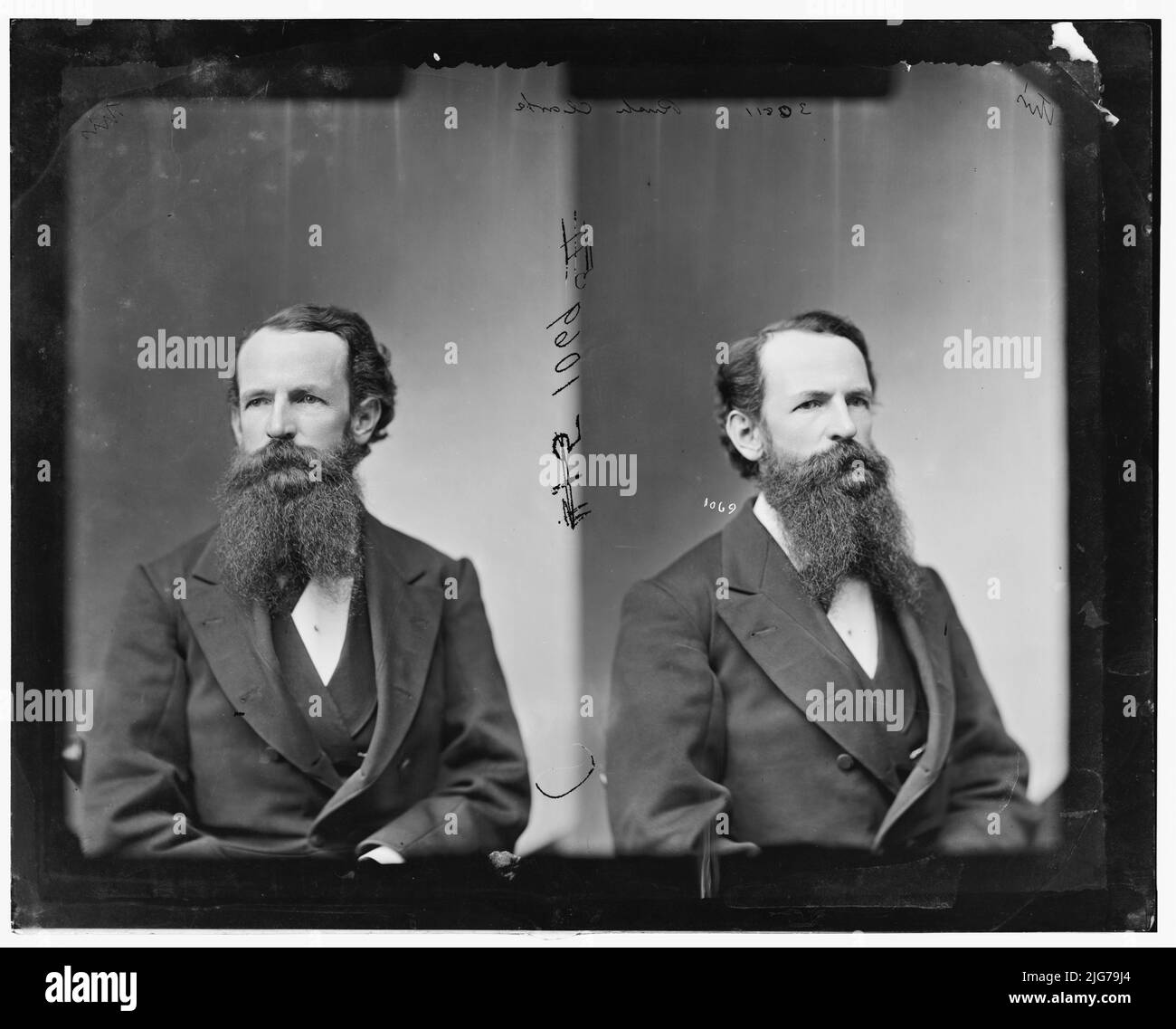 Rush Clark, Iowa, 1865-1880. Clark, l'honorable Rush, de l'Iowa, entre 1865 et 1880. A contribué à l'organisation de régiments volontaires de l'Iowa pendant la guerre civile. [Homme politique et avocat. En avril 1879, est mort soudainement sur le plancher de la Chambre des représentants, qui aurait subi une attaque de méningite]. Banque D'Images