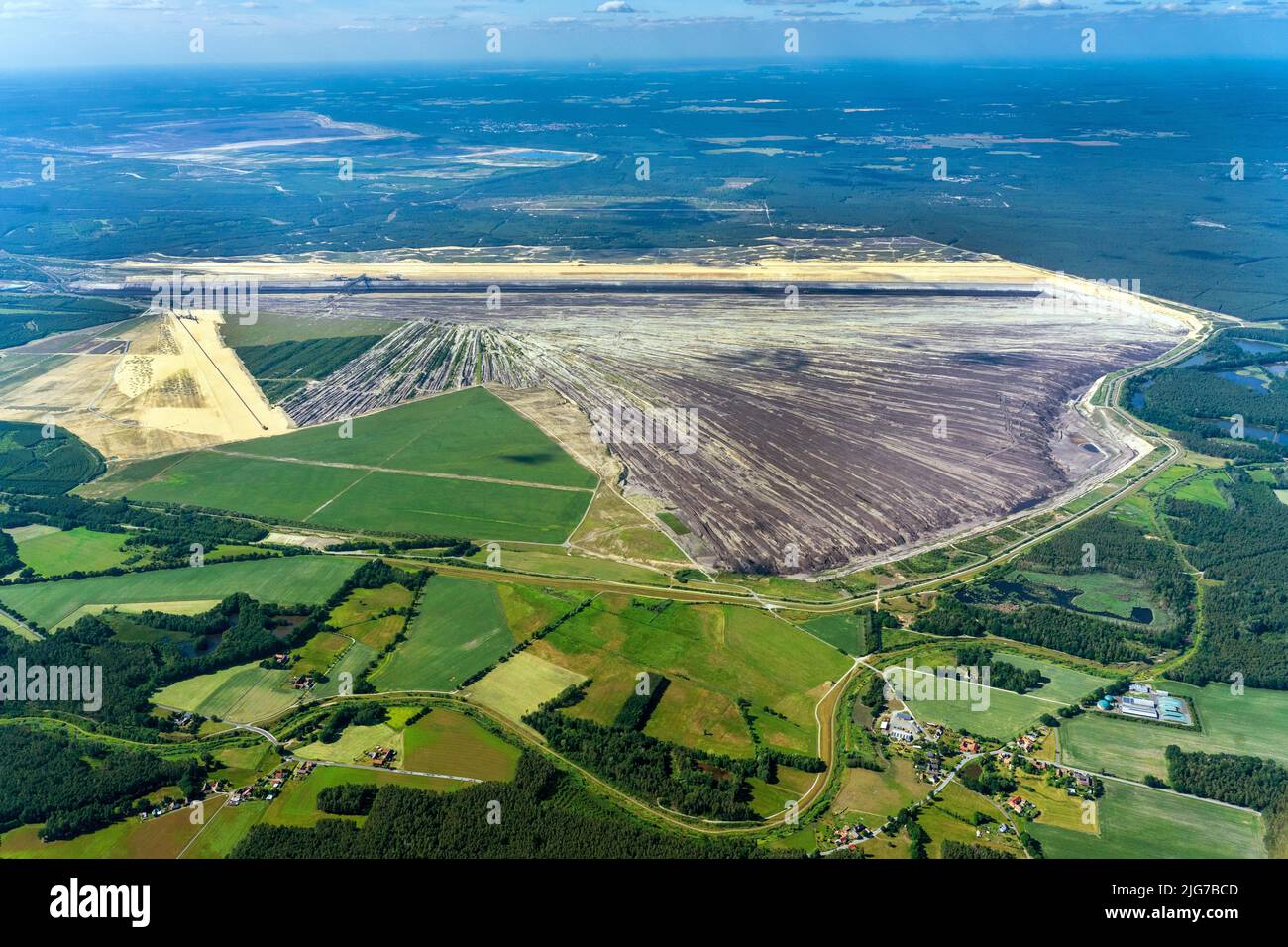 Vue aérienne de la mine de lignite de Reichwalde opencast, Laussitz, Saxe, Allemagne Banque D'Images