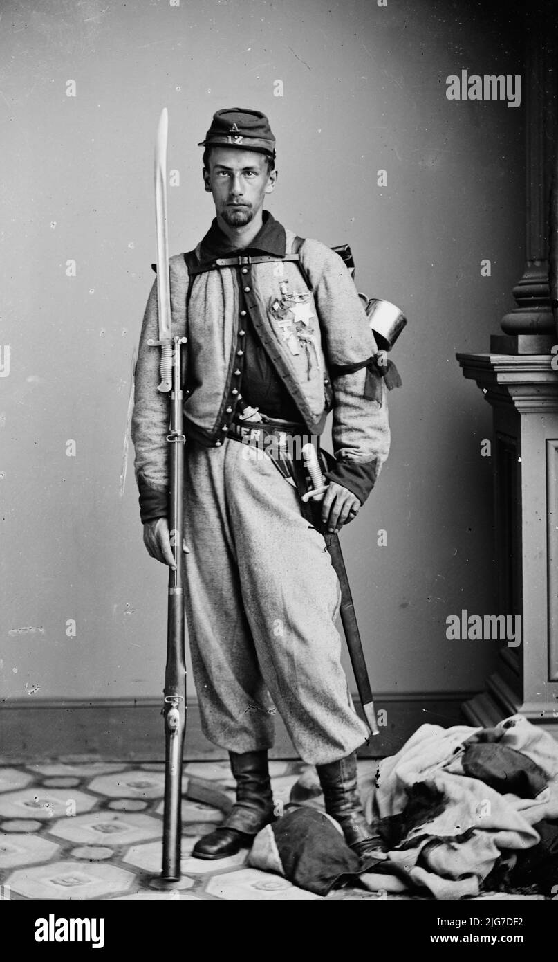 Pvt. Francis E. Brownell, 1862. [Militaire de l'Union pendant la guerre civile américaine. Brownell a reçu la Médaille d'honneur pour avoir tué le sécessionniste confédéré James W. Jackson après que Jackson ait tiré sur le colonel Elmer E. Ellsworth, colonel du New York Volunteer Infantry Regiment 11th]. Banque D'Images