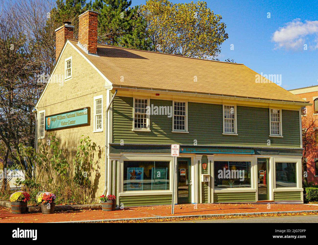 Un bâtiment vert historique abrite le Roger Williams National Memorial Visitor Centre à Boston, Massachusetts Banque D'Images