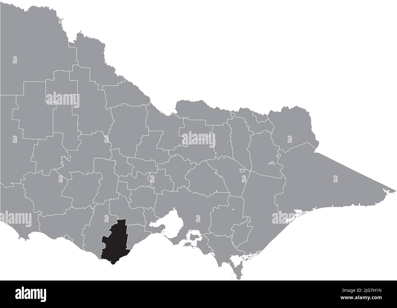 Carte du COLAC OTWAY SHIRE, VICTORIA Image Vectorielle Stock Alamy