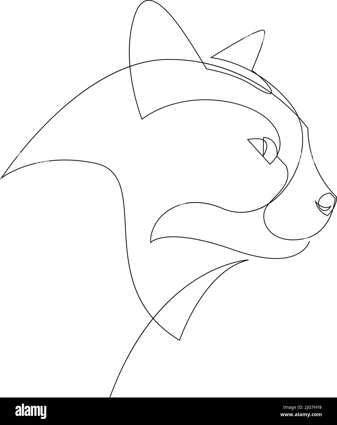 Profil de chat en style de dessin au trait continu. Esquisse linéaire noire minimaliste isolée sur fond blanc. Illustration vectorielle Illustration de Vecteur