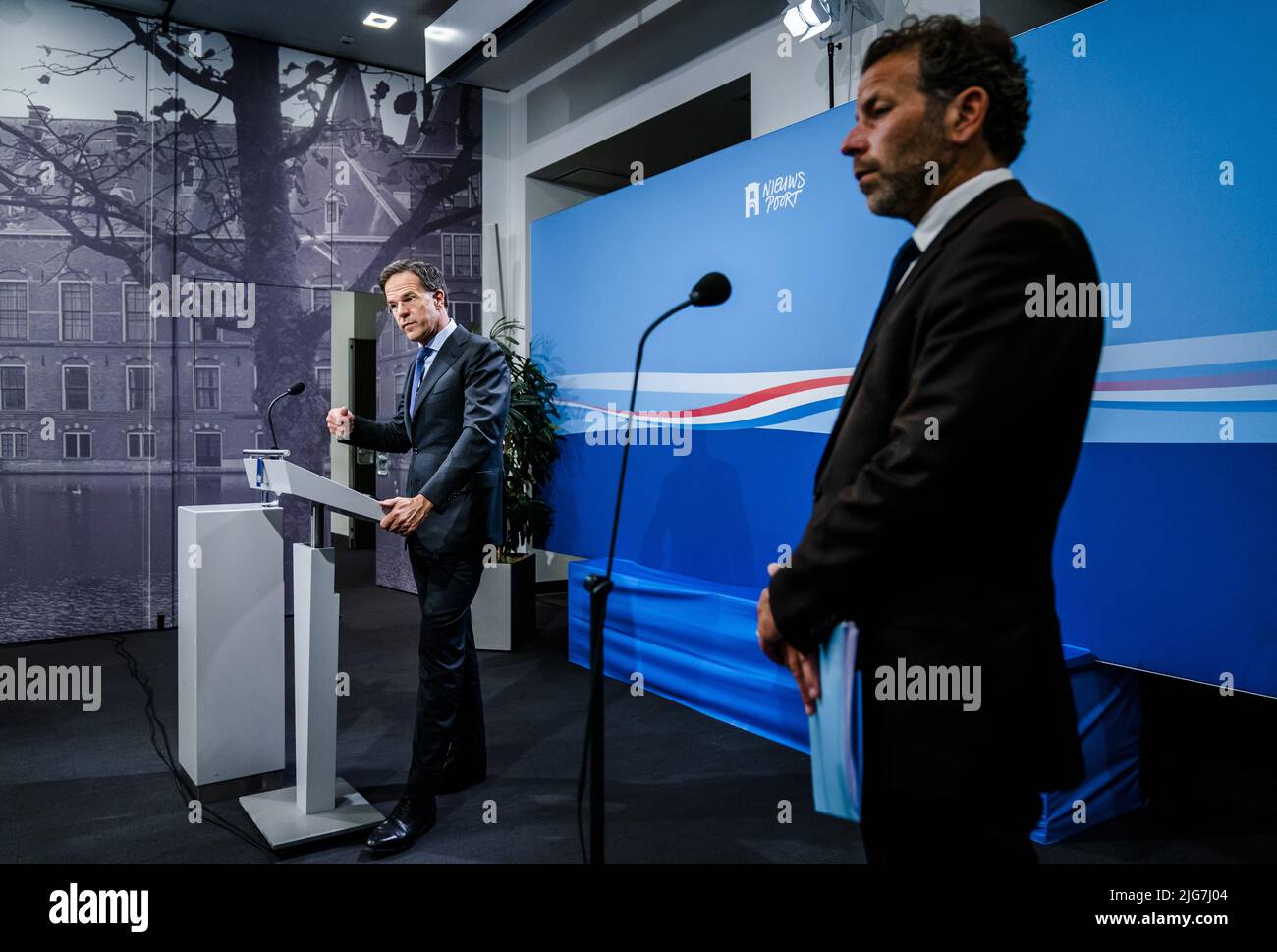 2022-07-08 15:20:48 LA HAYE - Premier ministre Mark Rutte pendant la conférence de presse après le Conseil hebdomadaire des ministres. ANP BART MAAT pays-bas hors - belgique hors Banque D'Images