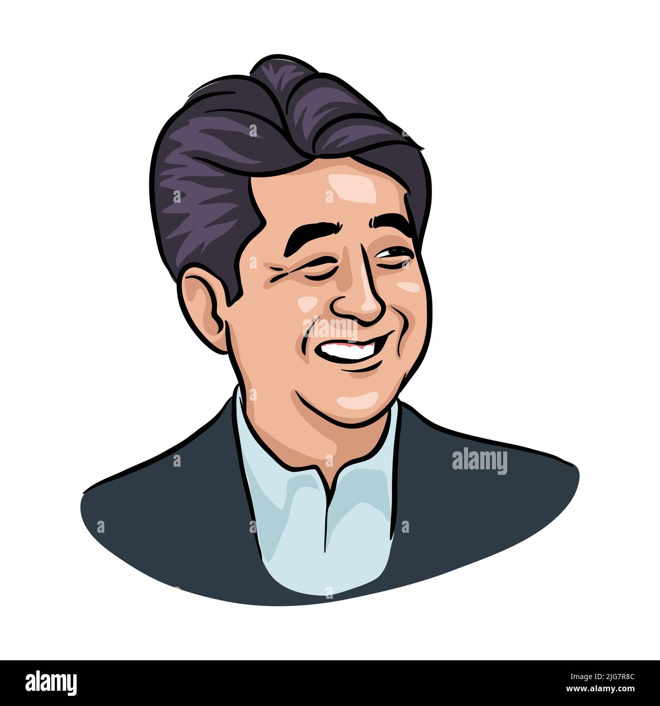 Shinzo abe, illustration souriante Illustration de Vecteur