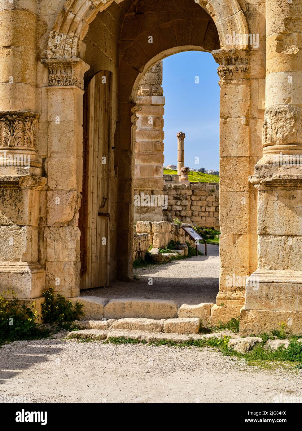 Fouilles romaines à Jerash, Gerasa antique, Jordanie. Banque D'Images