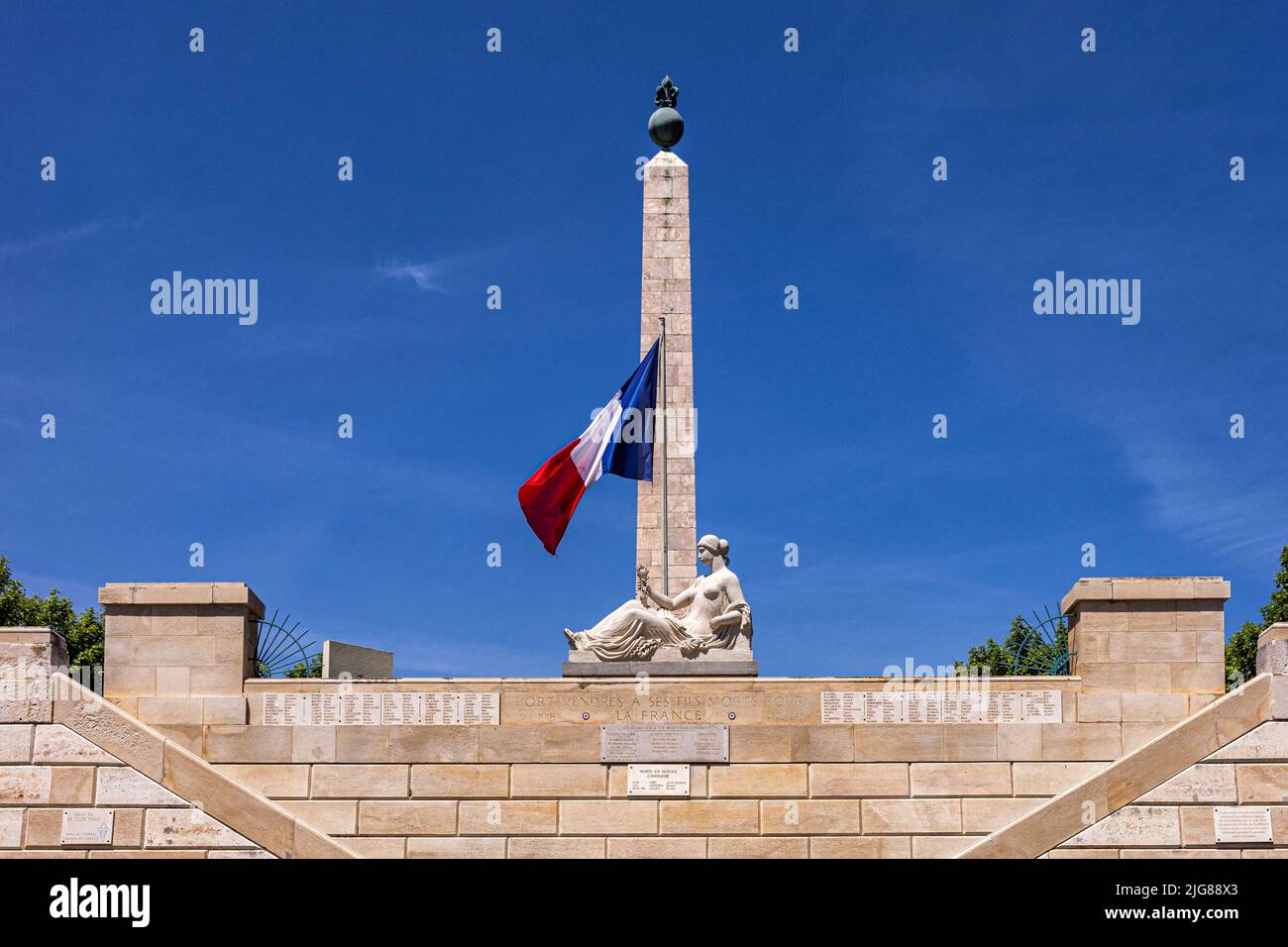 Mémorial en l'honneur des morts des guerres mondiales, Port-Vendres, Occitania, France, Banque D'Images