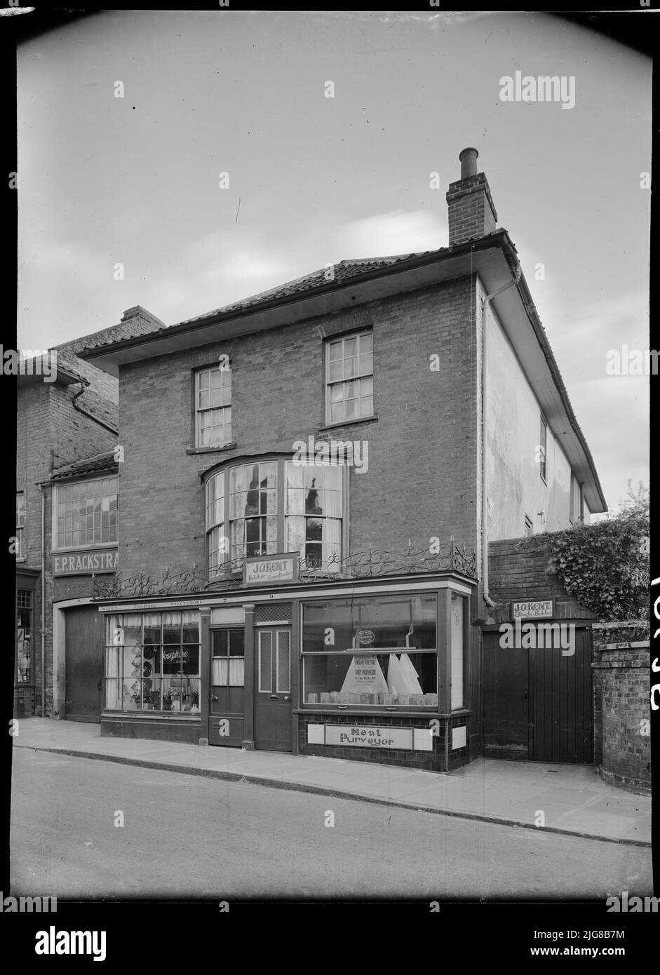 JO Kent, Butchers Shop, 9 Market Street, North Walsham, North Norfolk, Norfolk, 1947. Les locaux de J O Kent, Buchers, au 7-9, rue Market. Banque D'Images