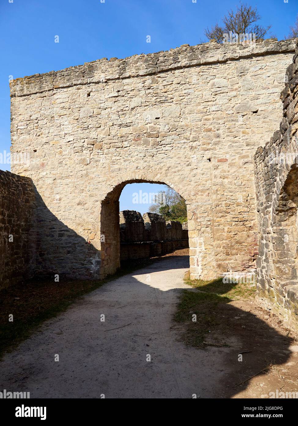 La ruine du château de Homburg et la réserve naturelle Homburg ruine, Basse-Franconie, Franconie, Bavière, Allemagne Banque D'Images