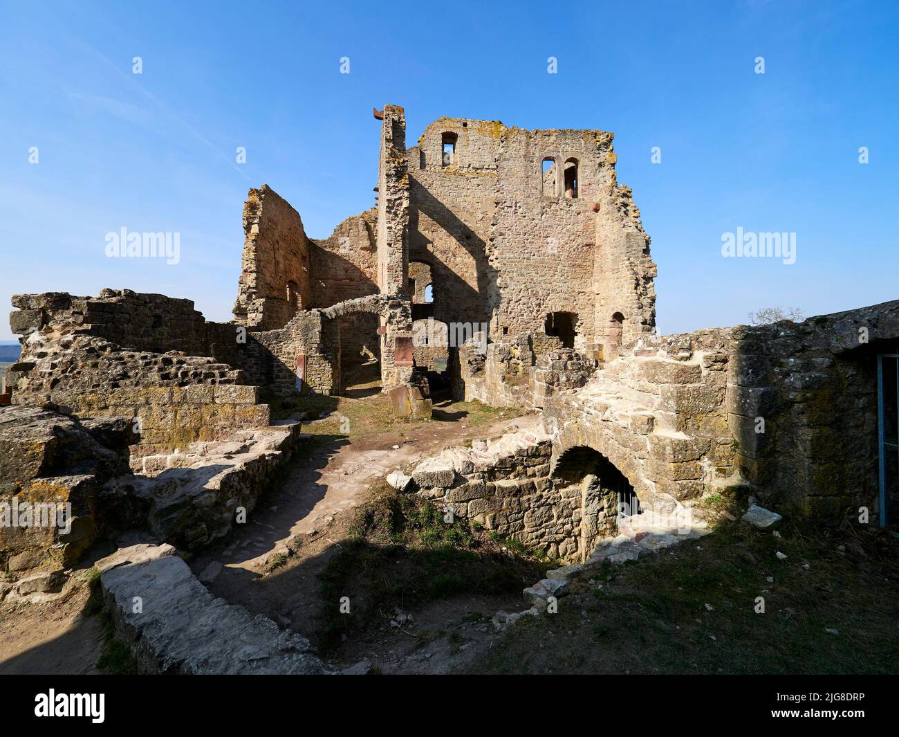 La ruine du château de Homburg et la réserve naturelle Homburg ruine, Basse-Franconie, Franconie, Bavière, Allemagne Banque D'Images