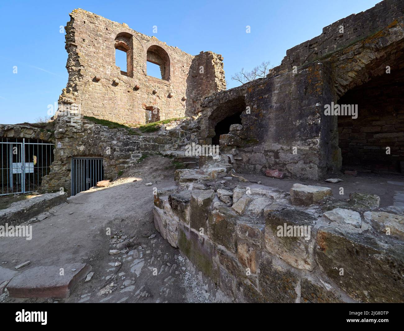 La ruine du château de Homburg et la réserve naturelle Homburg ruine, Basse-Franconie, Franconie, Bavière, Allemagne Banque D'Images