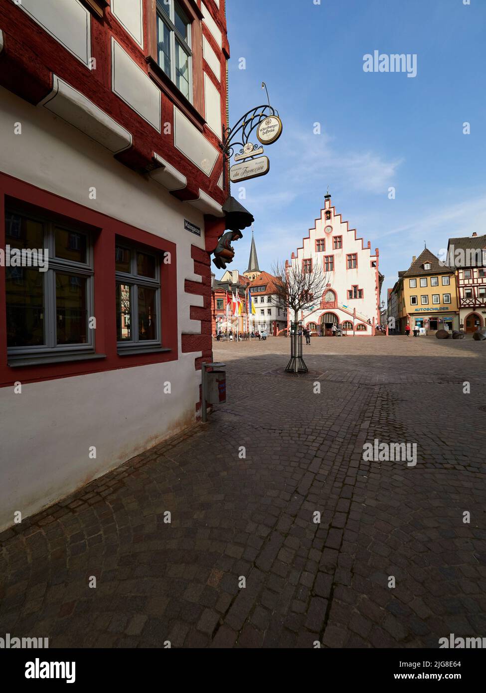 Hôtel de ville historique de Karlstadt am main, comté de main-Spessart, Basse-Franconie, Bavière, Allemagne Banque D'Images