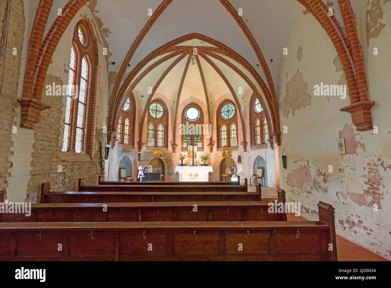 Photo intérieure de la chapelle forestière / Chapelle du Sacré coeur, Heiligendamm, Mecklenburg-Poméranie occidentale, Allemagne Banque D'Images