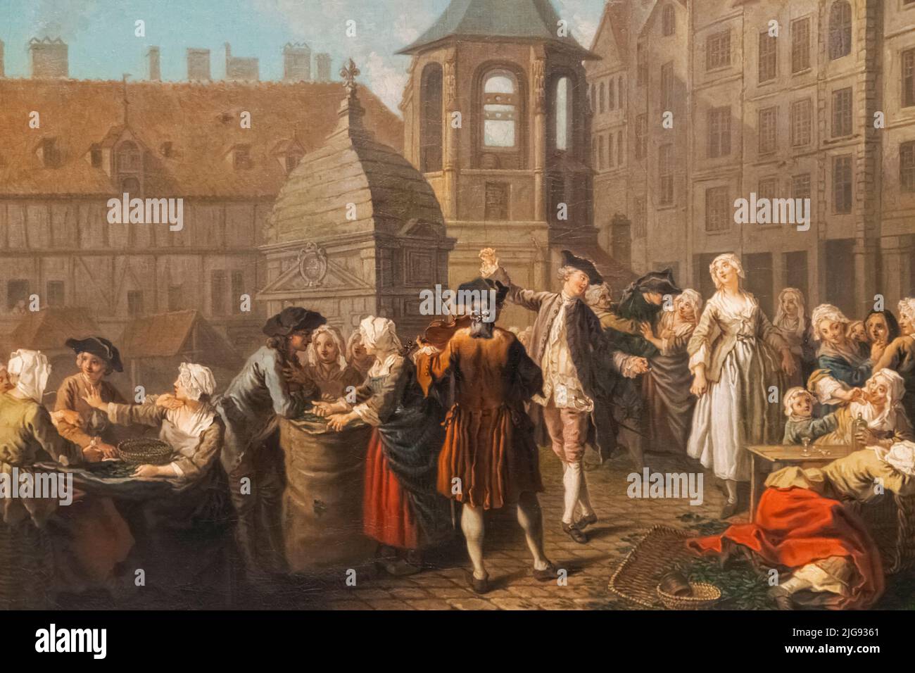 Peinture intitulée "le marché des innocents, Paris" par l'artiste français Stephanus Jeauret Banque D'Images