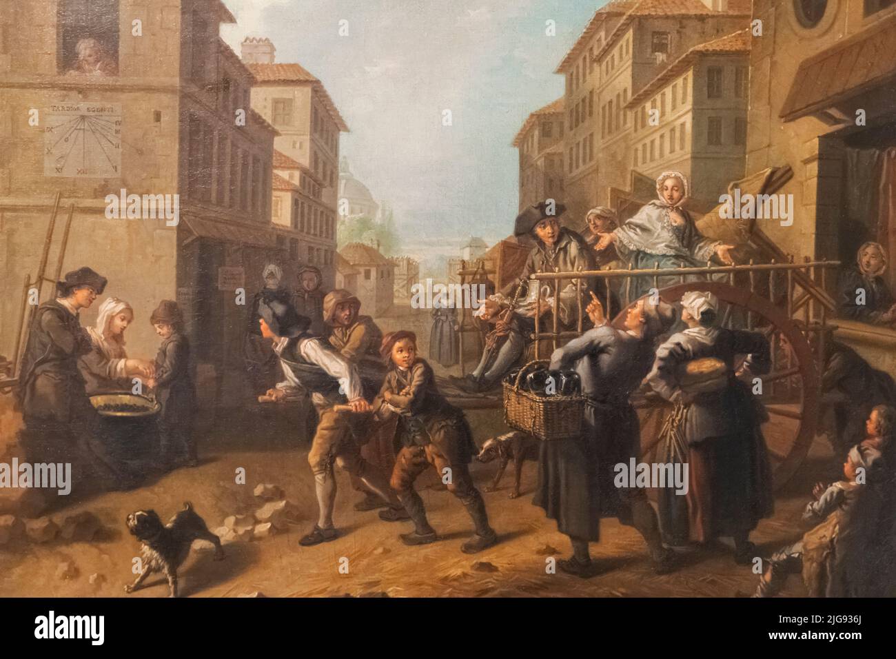 Peinture intitulée 'enlèvement des effets d'un peintre' par l'artiste français Stephanus Jeauret Banque D'Images