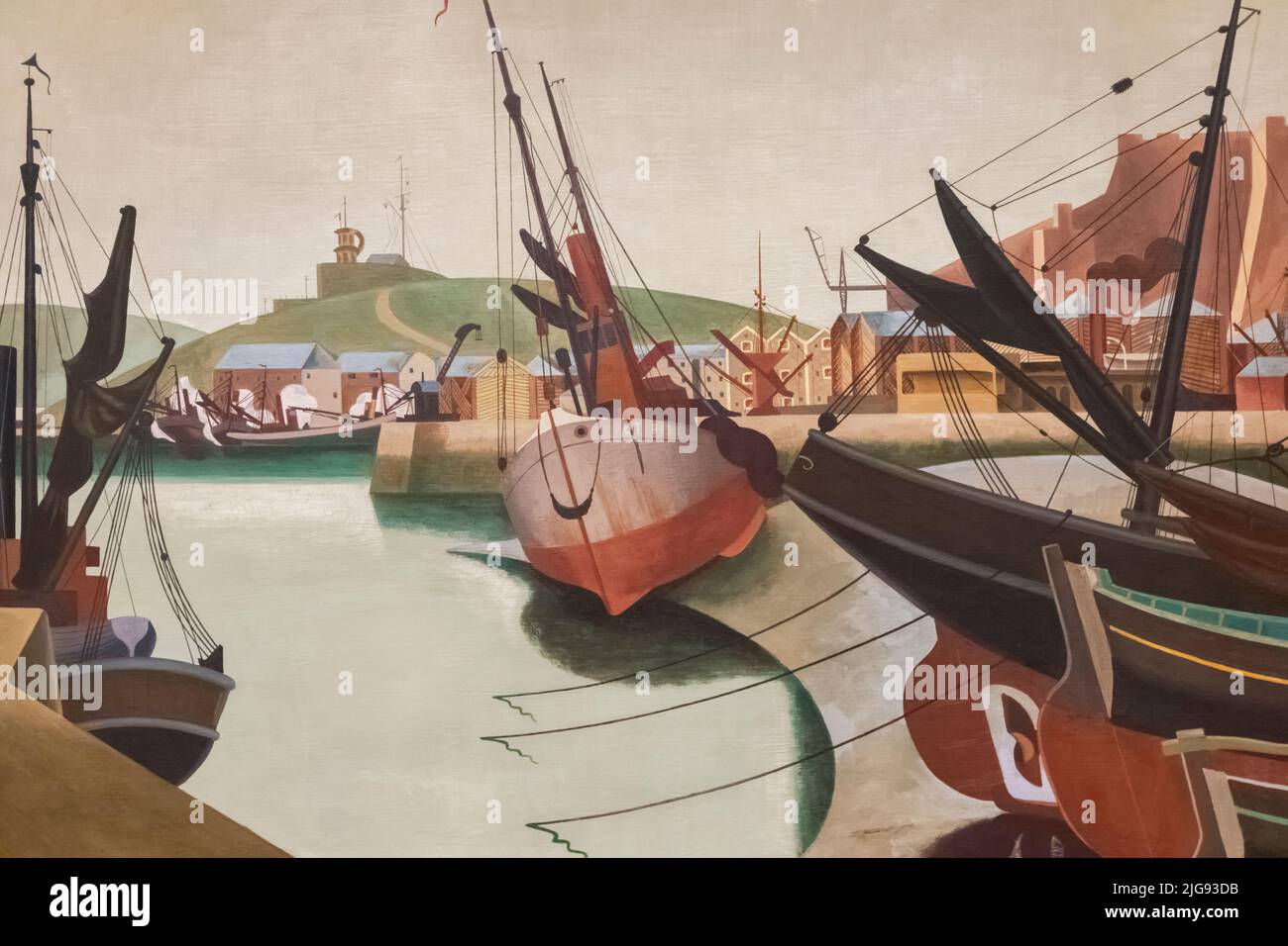 La peinture intitulée 'Seaport" par Edward Wadsworth daté 1923 Banque D'Images