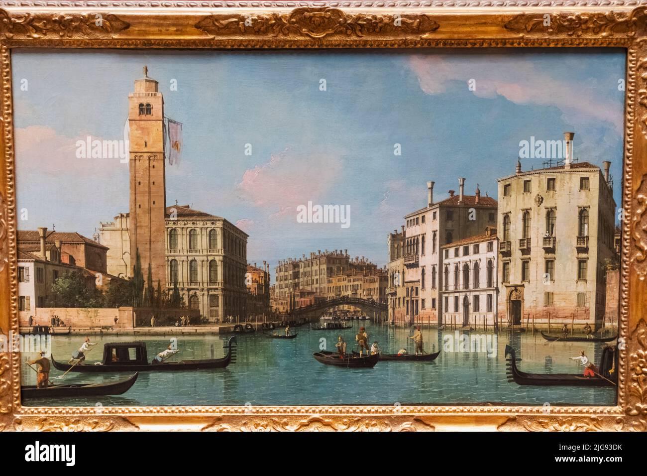 Peinture intitulée 'Venise: Entrée au Cannaregio' par l'artiste italien Canaletto en date de 1734 Banque D'Images