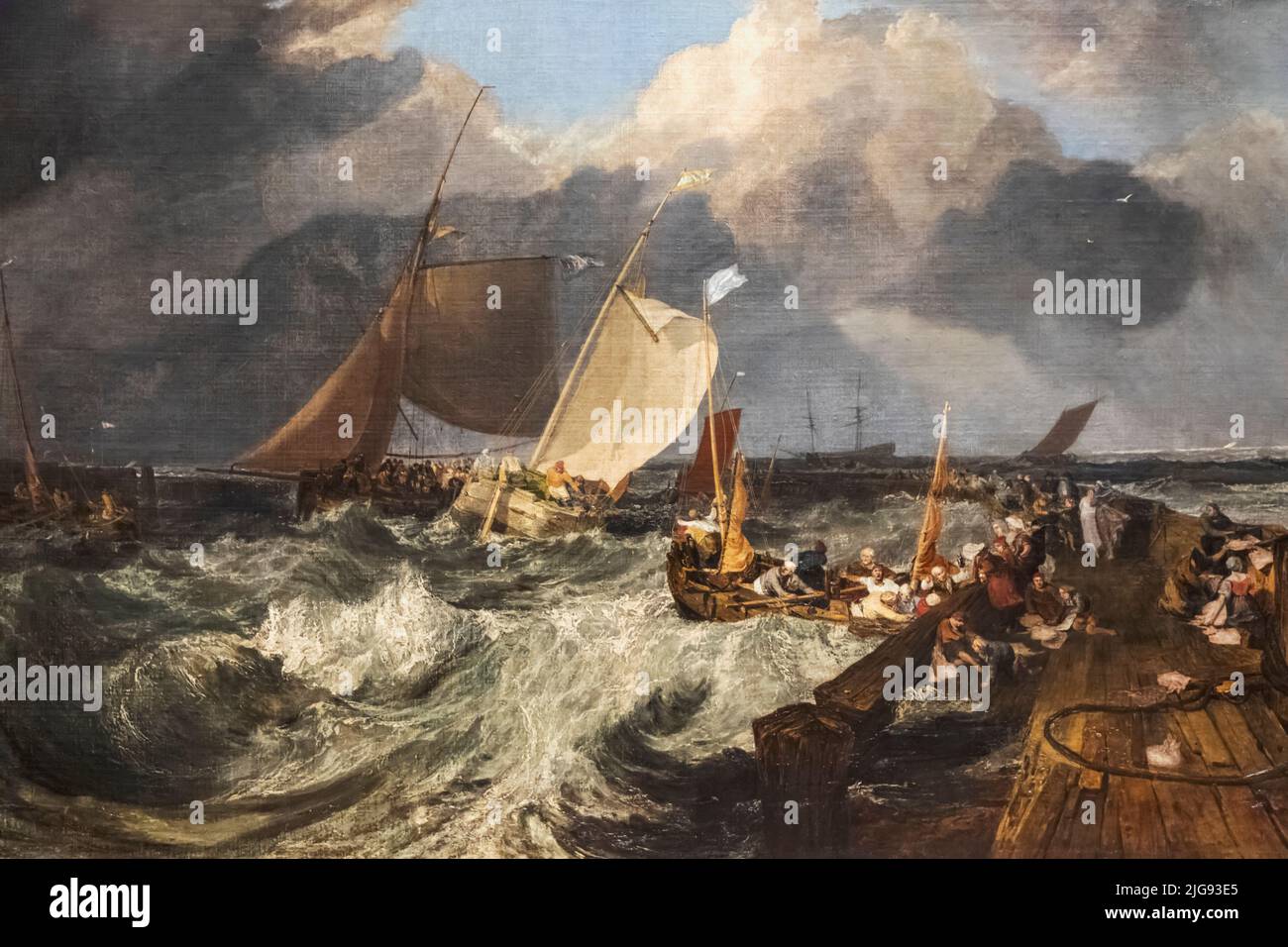 Peinture intitulée 'Calais Pier:an English Packet arrivant' par Joseph Malbord William Turner en date de 1803 Banque D'Images