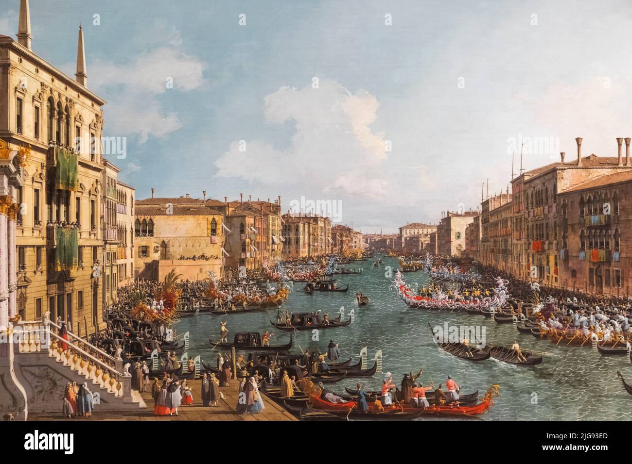 Peinture intitulée 'A Regatta on the Grand Canal' par l'artiste italien Canaletto en date de 1740 Banque D'Images