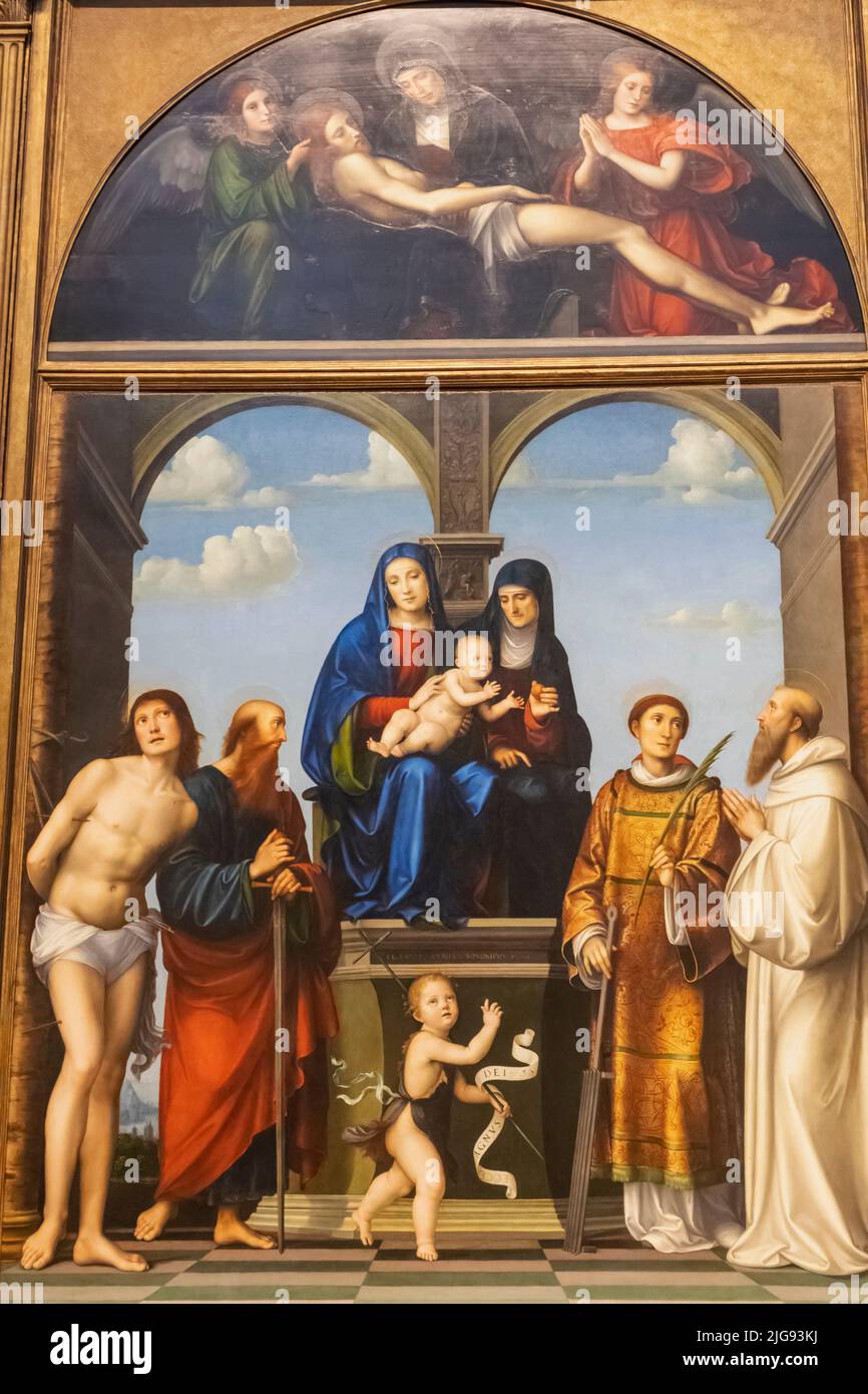 Peinture du retable Buonvisi par l'artiste italien Francesco Francia en date de 1510 Banque D'Images