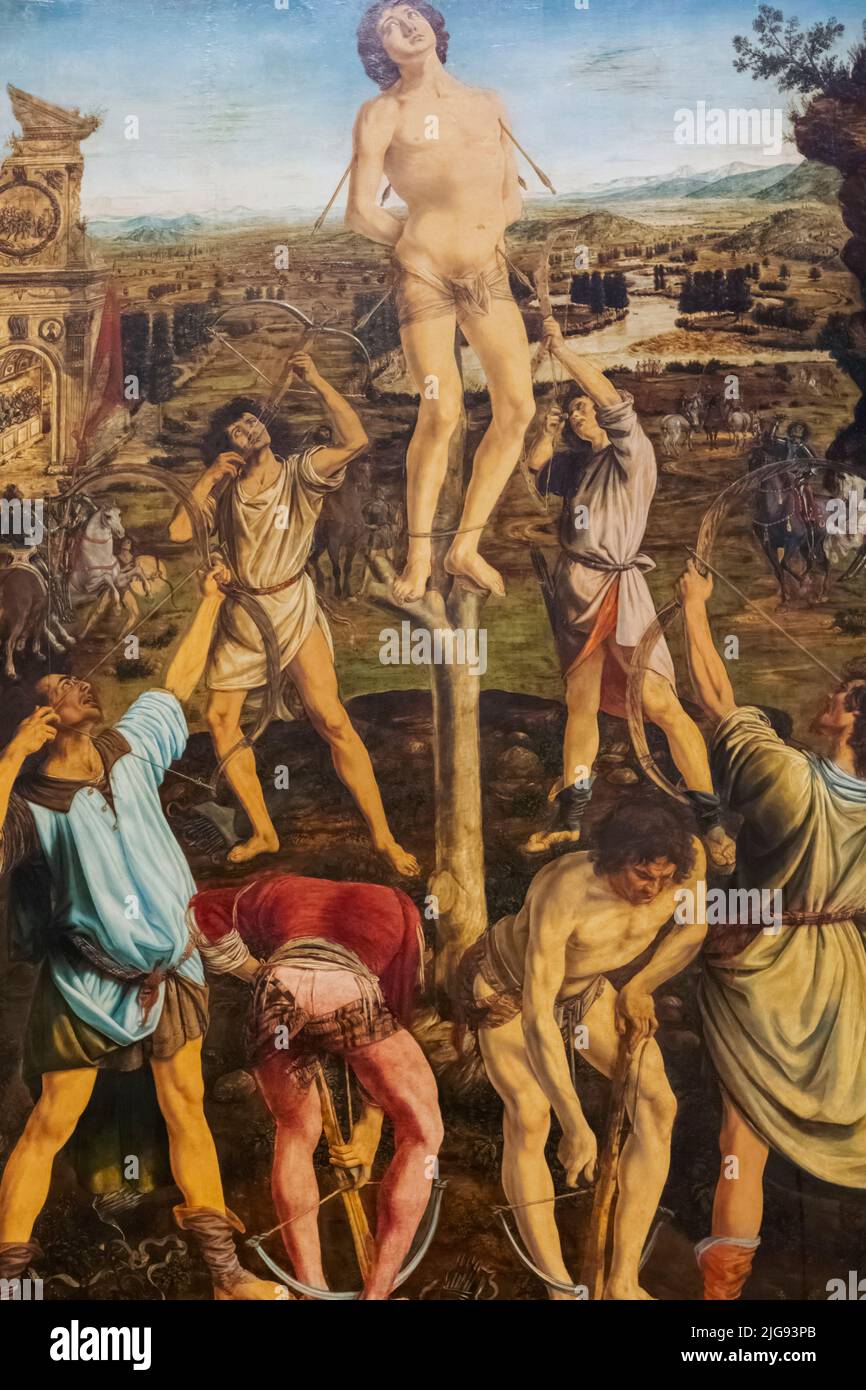 Peinture intitulée "le martyre de Saint Sébastien" par les artistes italiens Antonio et Piero del Pollaiuolo en 1475 Banque D'Images