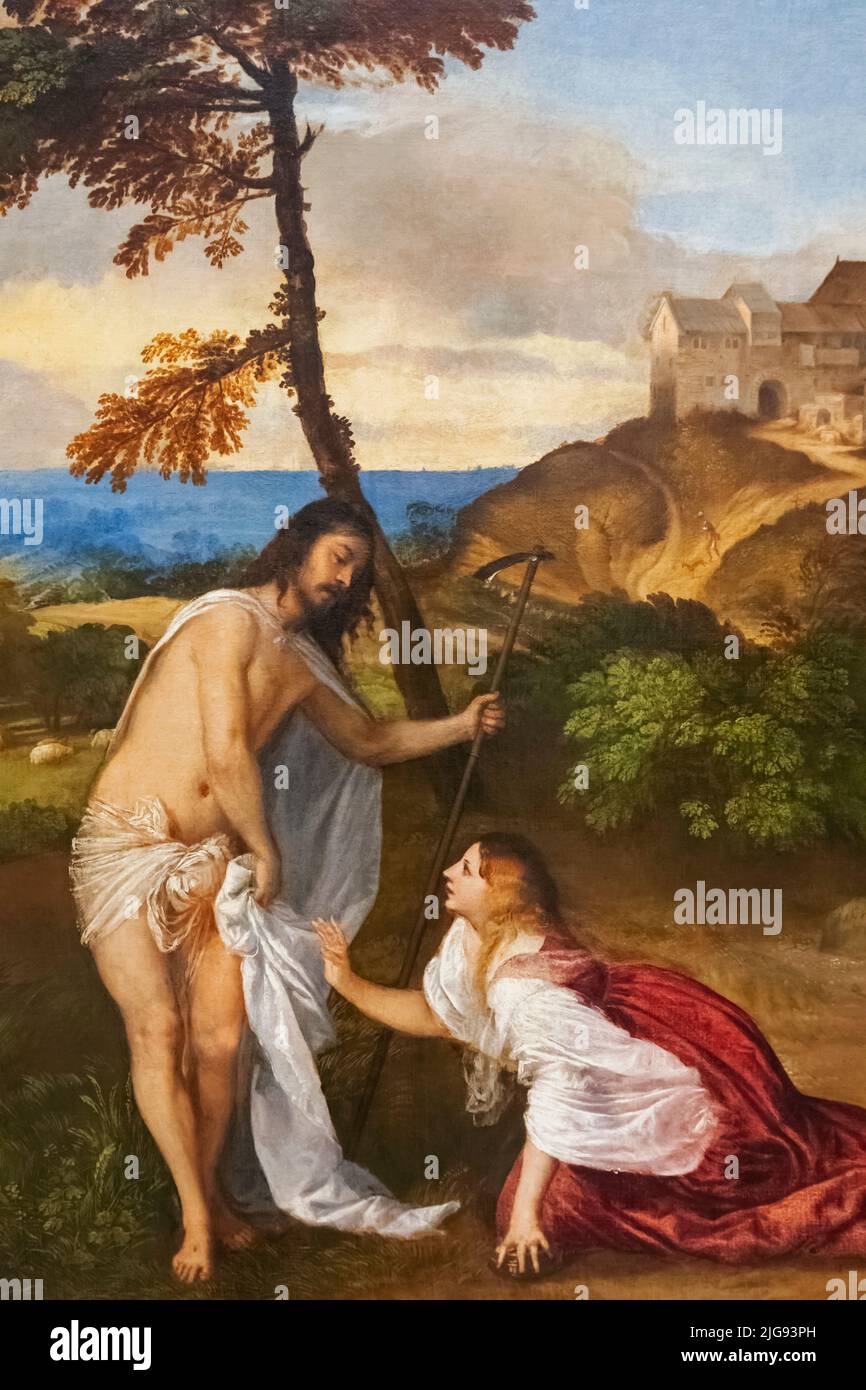 Peinture intitulée 'Noli me Tangere' par l'artiste italien Titien (Tiziano) en date de 1514 Banque D'Images