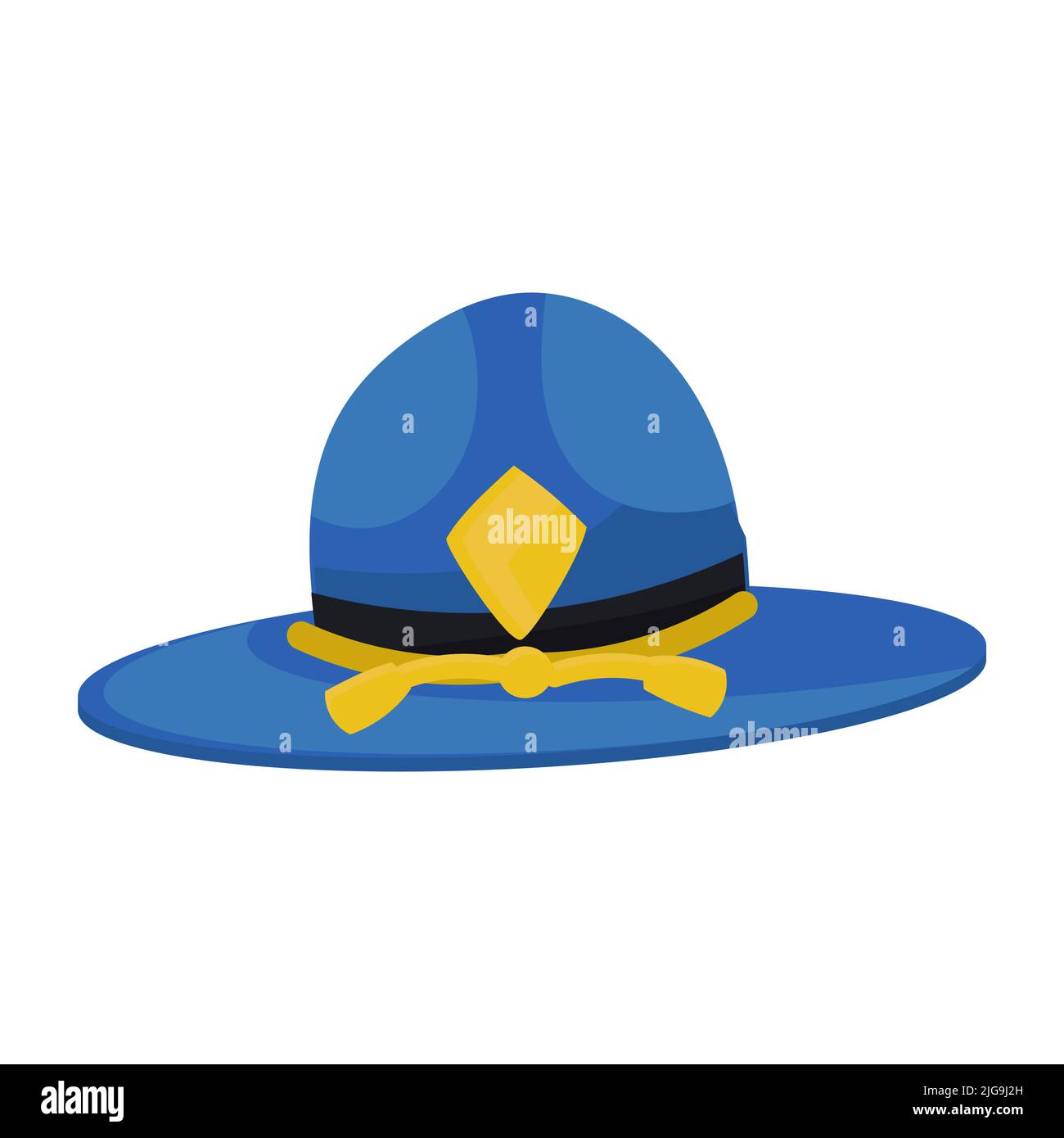 Sheriff Hat vecteur illustration icône isolé blanc. Vêtement de cow-boy de l'ouest du texas ou symbole de garde-forestier. Motif en cuir américain de campagne et bleu tr Illustration de Vecteur