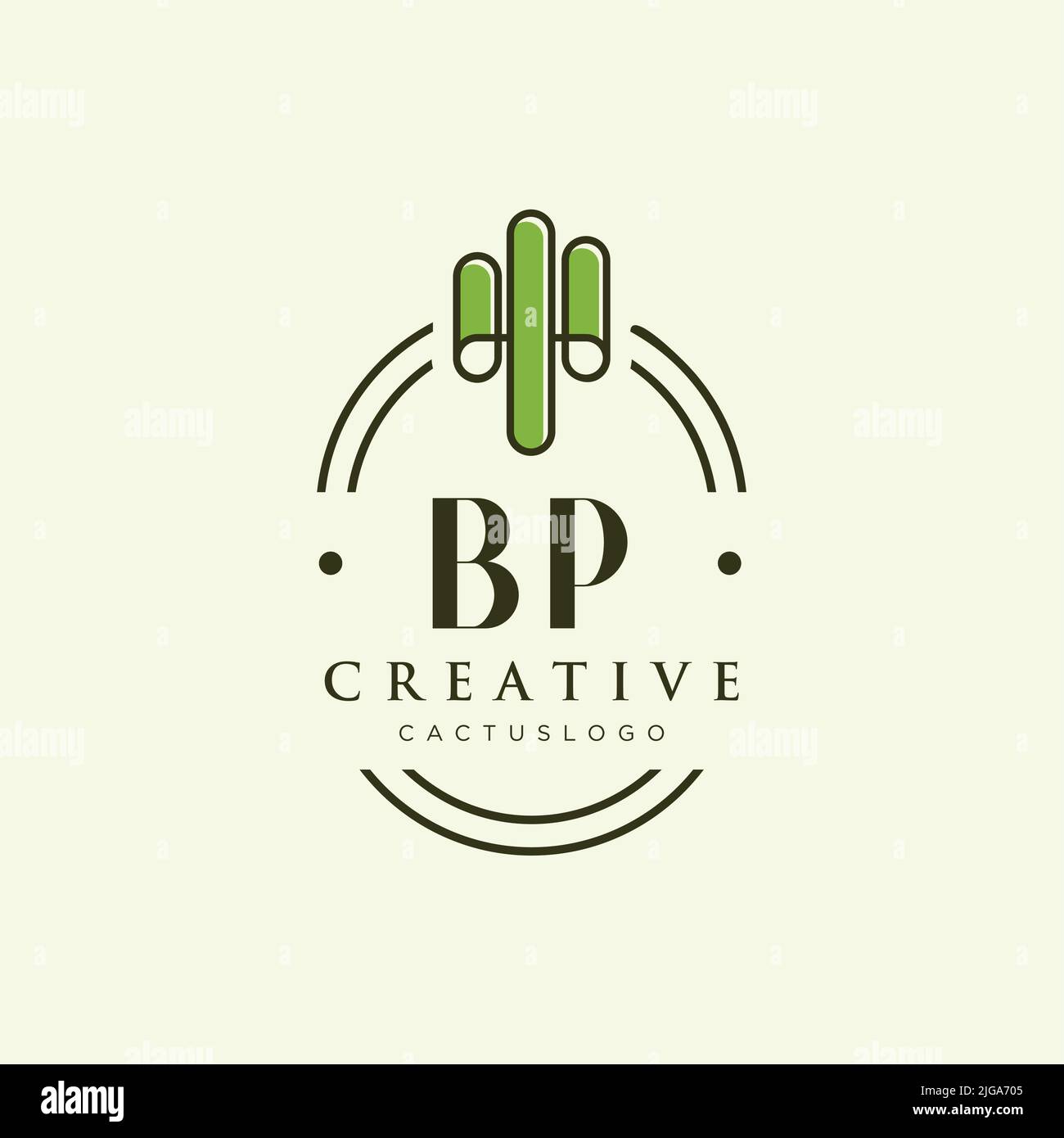 BP lettre initiale vert cactus logo modèle vecteur Illustration de Vecteur