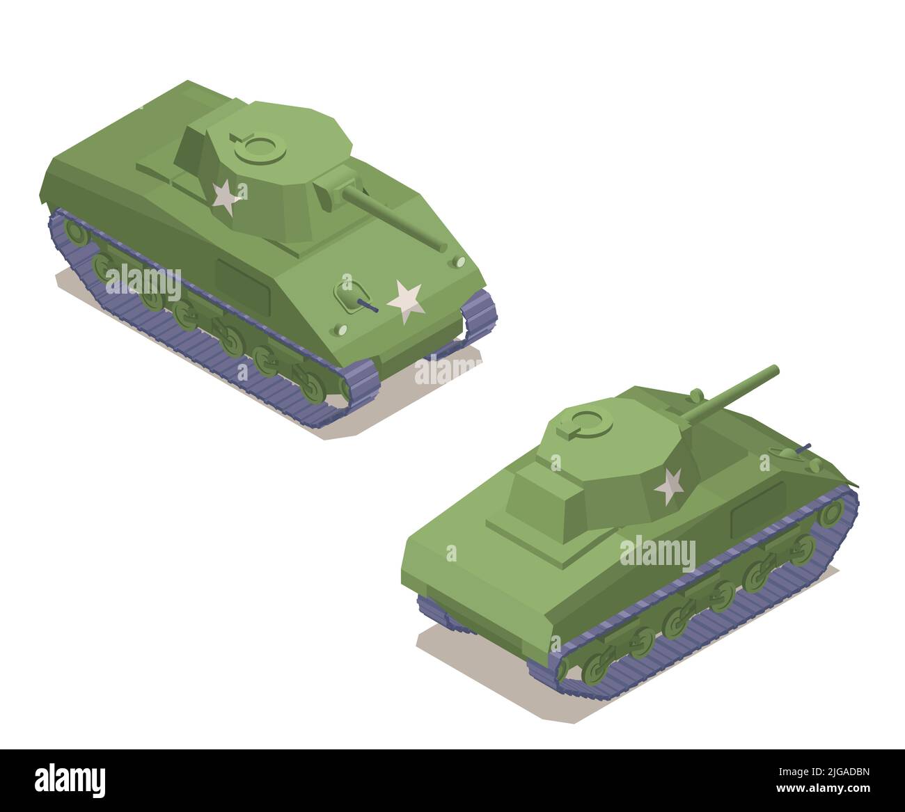 Les véhicules militaires de la Seconde Guerre mondiale sont équipés de chars blindés isométriques illustration vectorielle isolée Illustration de Vecteur